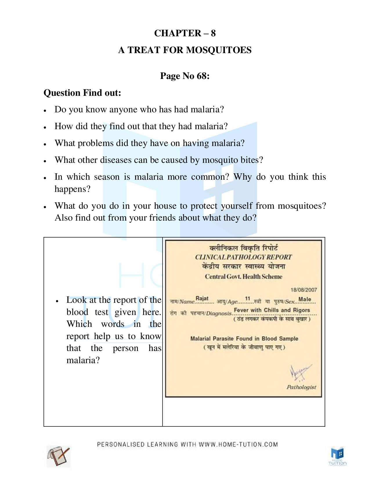 NCERT Class 5 EVS Chapter 8 A Treat or Mosquitoes