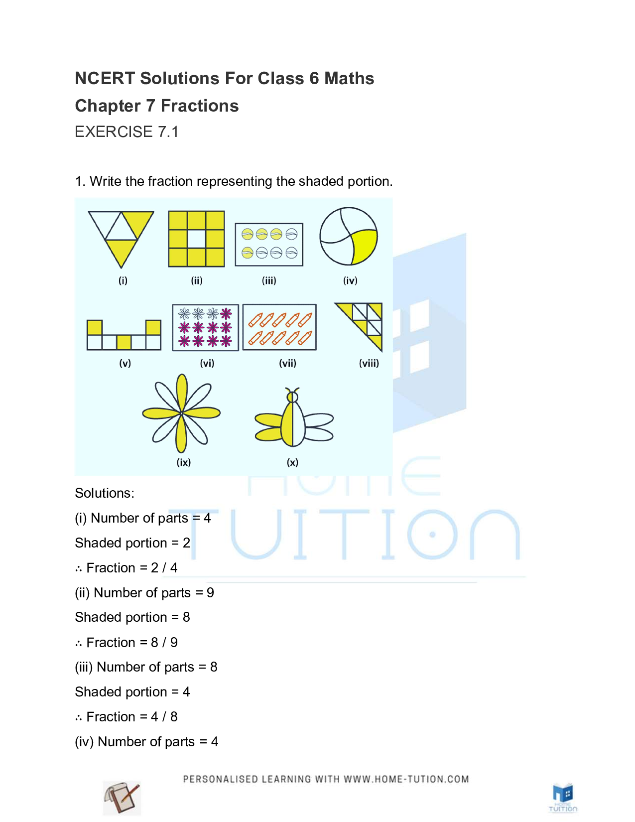 Class 6 Maths Chapter 7 Fractions