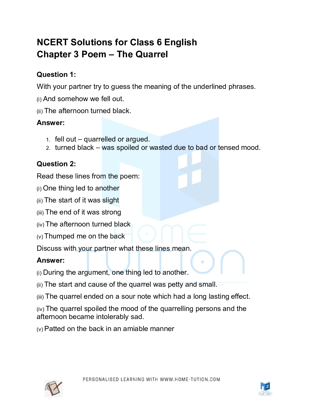 Poem 3 The Quarrel