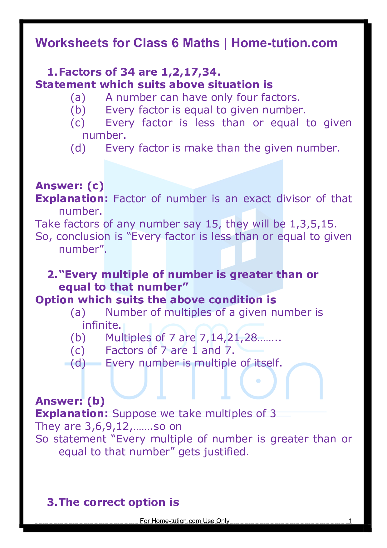 Questions for Chapter 3 Playing with Numbers