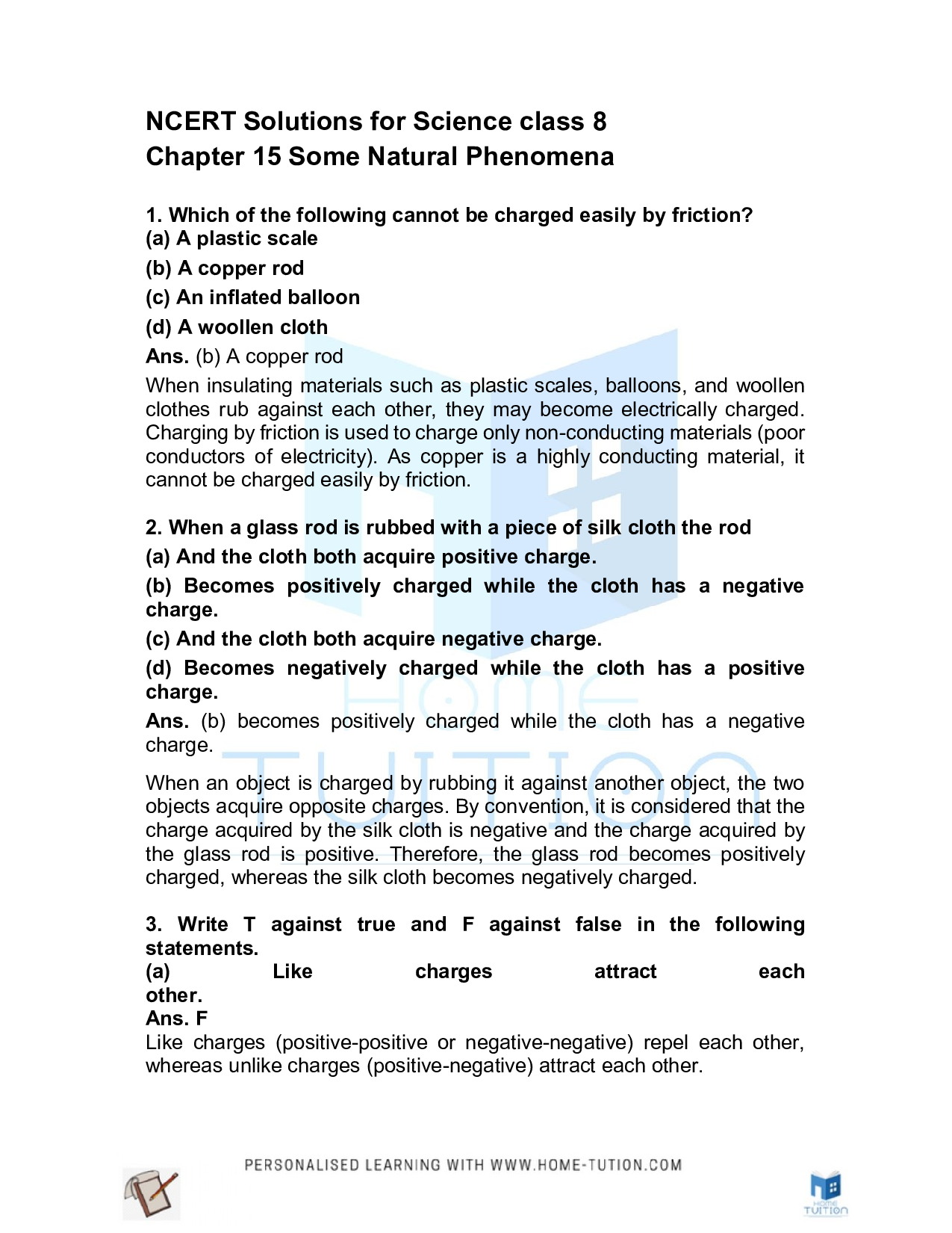 Class 8 Science Chapter 15 Some Natural Phenomena