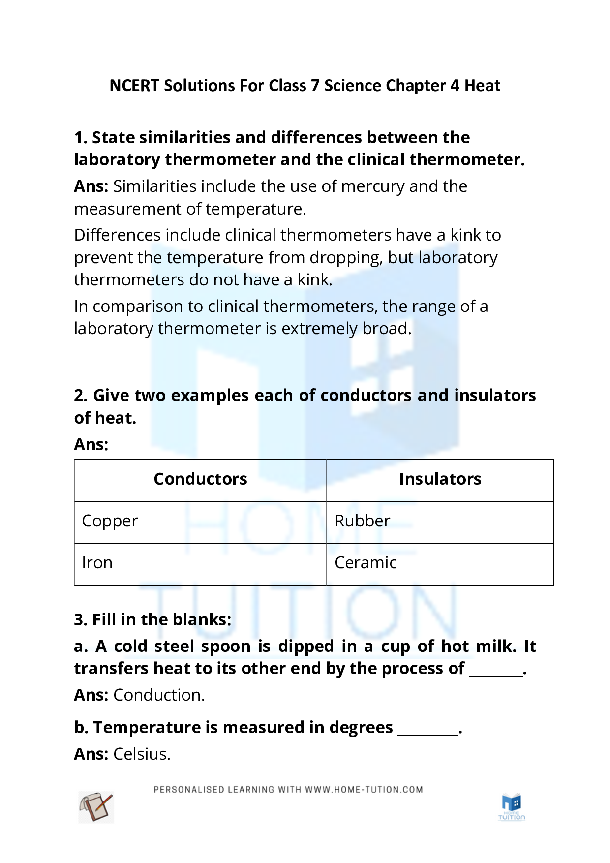 Class 7 Science Chapter 4-Heat
