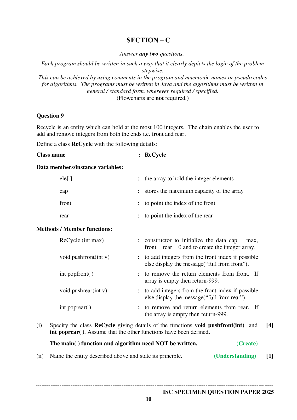 ISE Sample paper for Computer Science