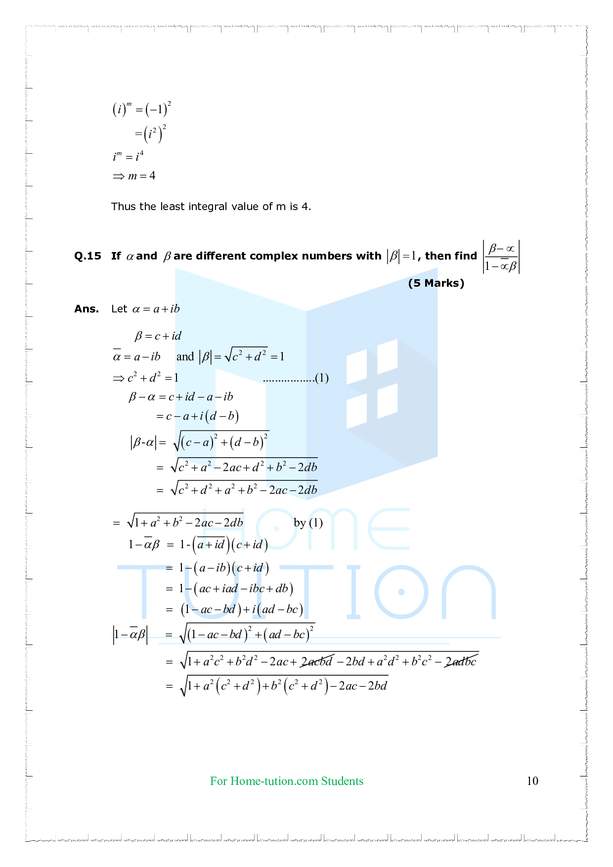 Chapter 5 Complex Numbers and Quadratic Equations Questions