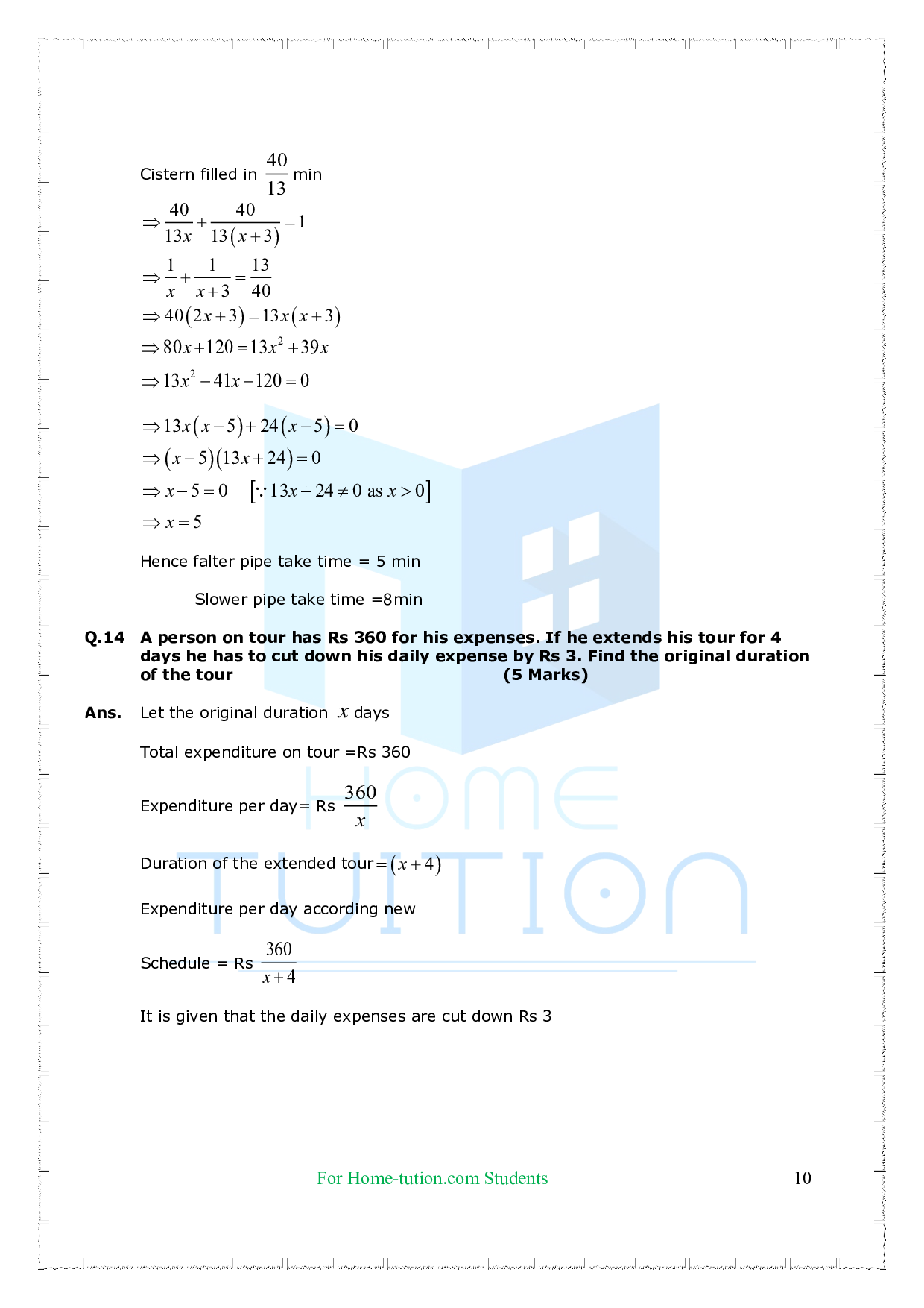 Chapter-4 Quadratic Equations Questions