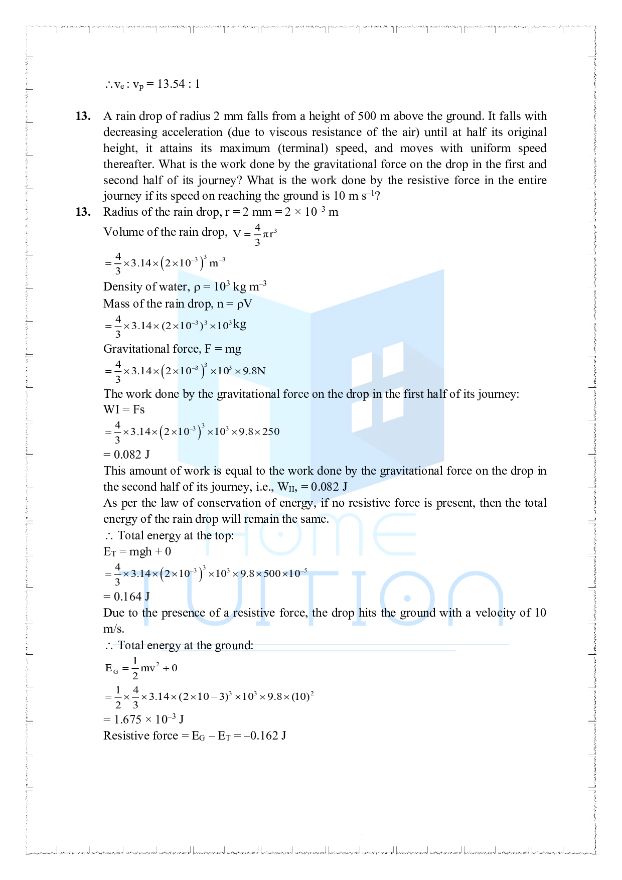NCERT Solutions For Class 11 Physics Chapter 6 Work Energy And Power