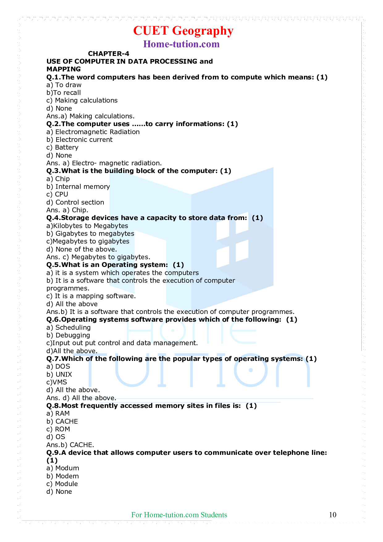 MCQ Questions For CUET Geography Chapter 1 Data-Its Source and Compilation