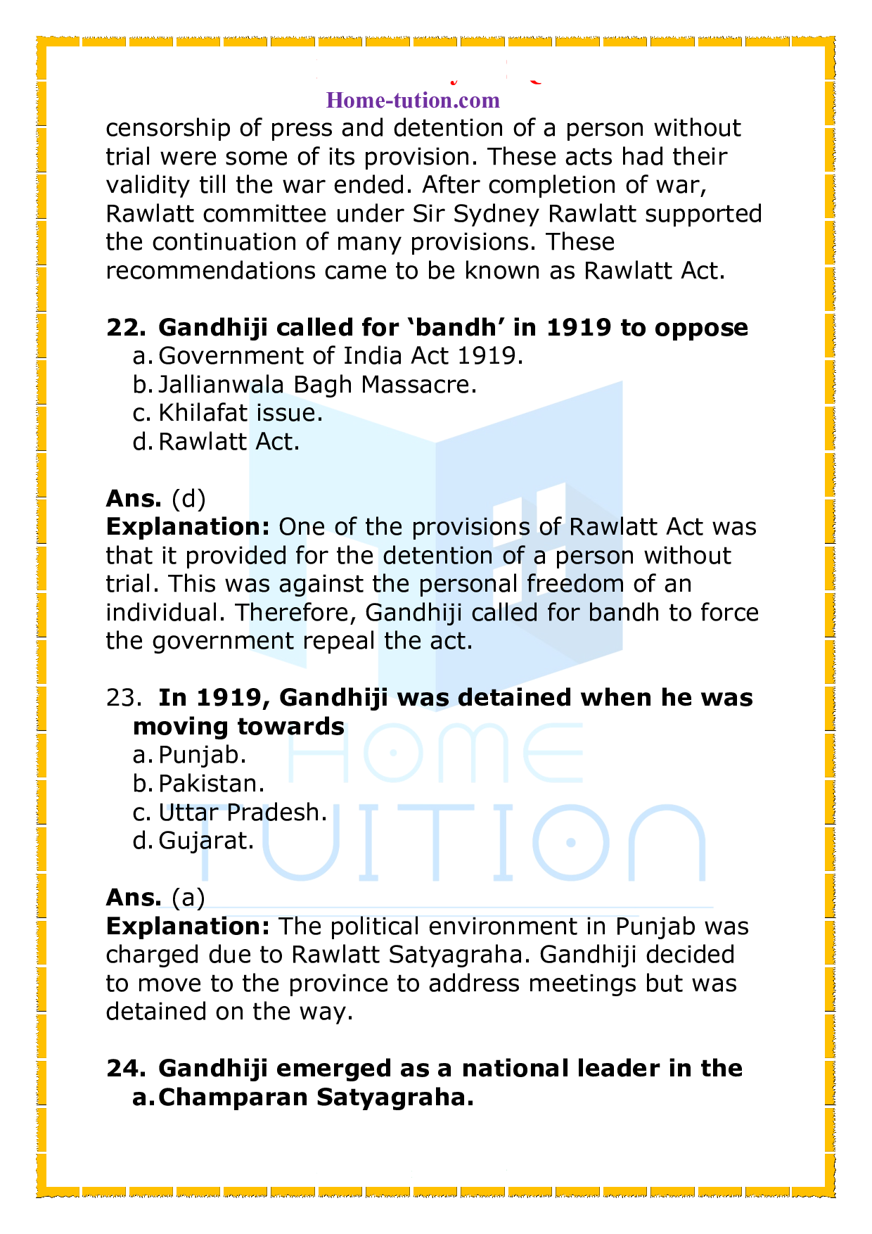 CUET History Chapter 13 Mahatma Gandhi and the Nationalist Movement Civil Disobedience and Beyond