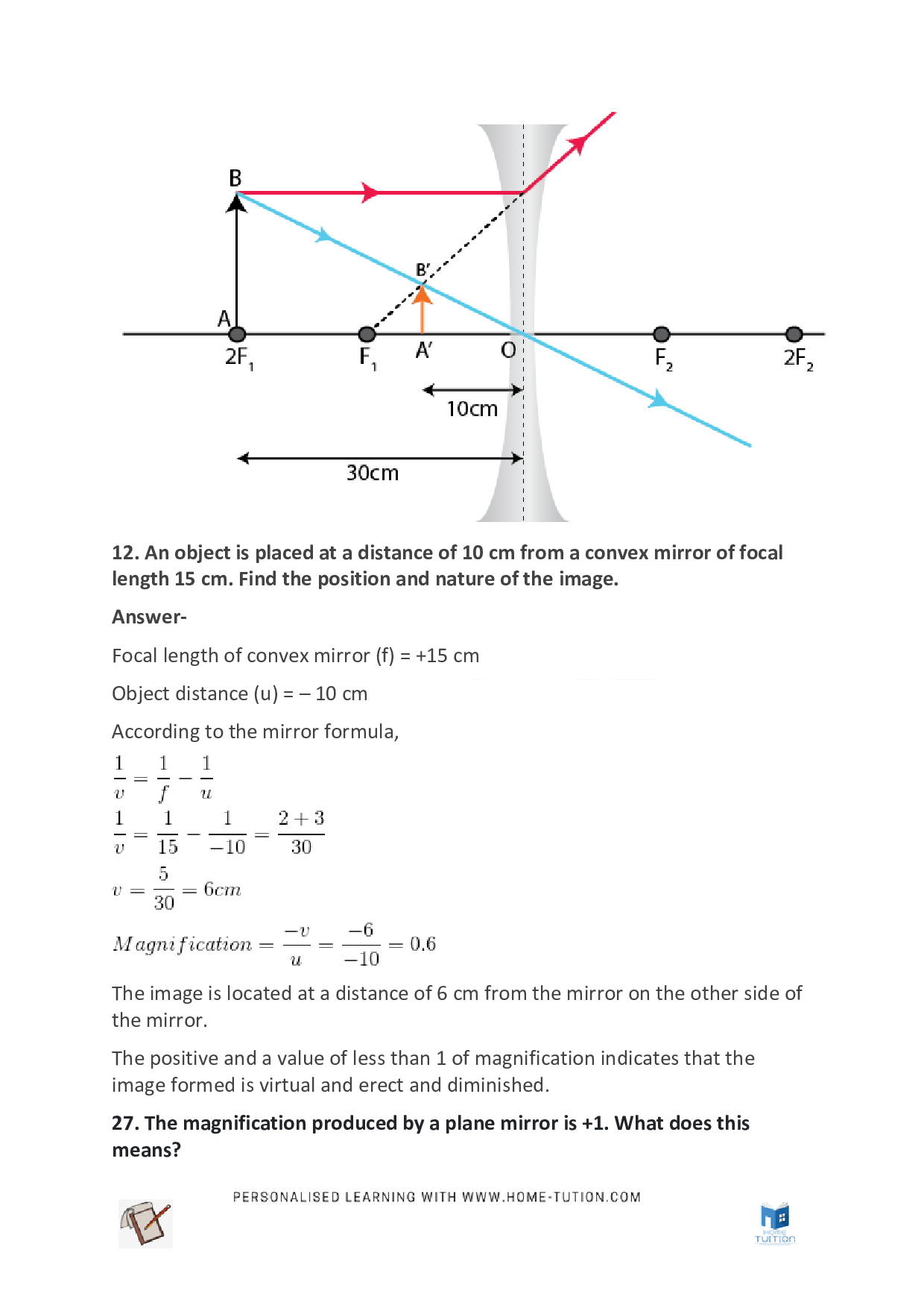 Chapter 10 Light reflection and refraction