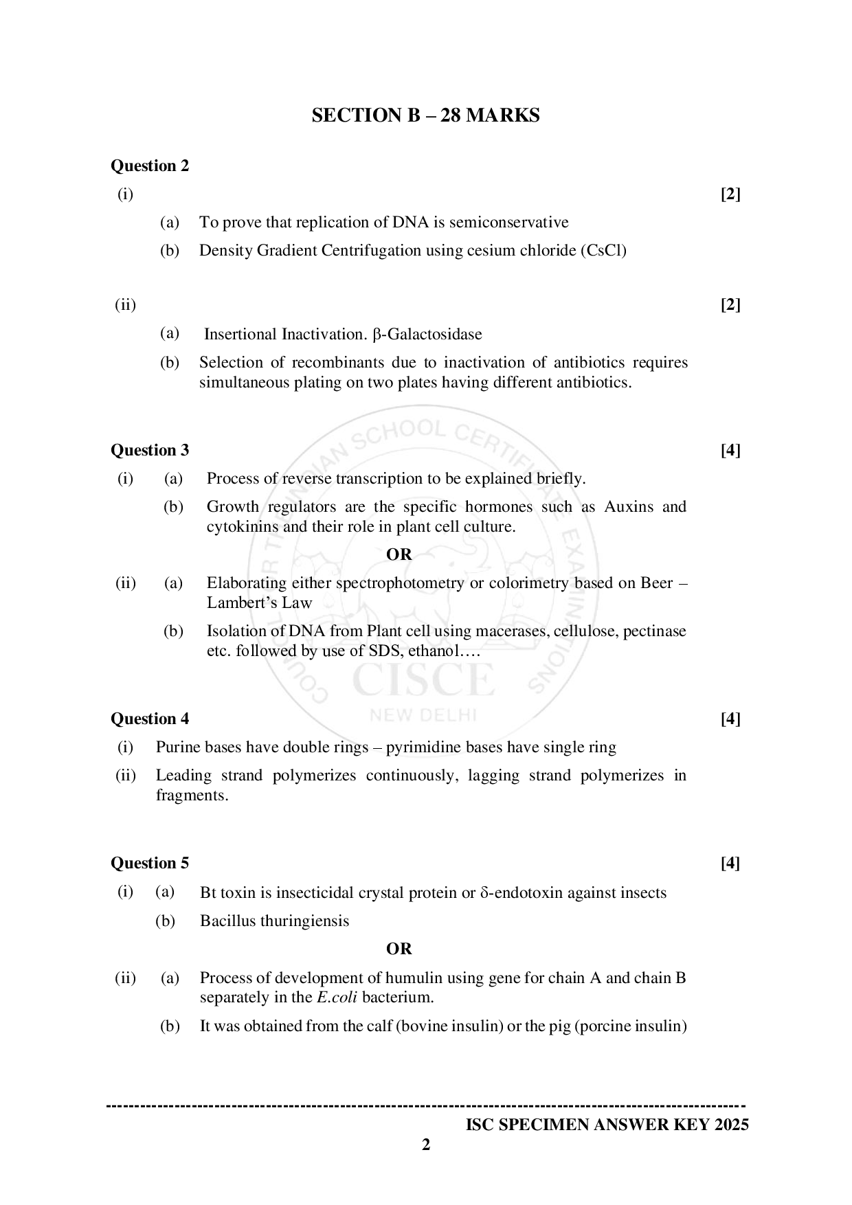 ISE Sample paper for Biotechnology