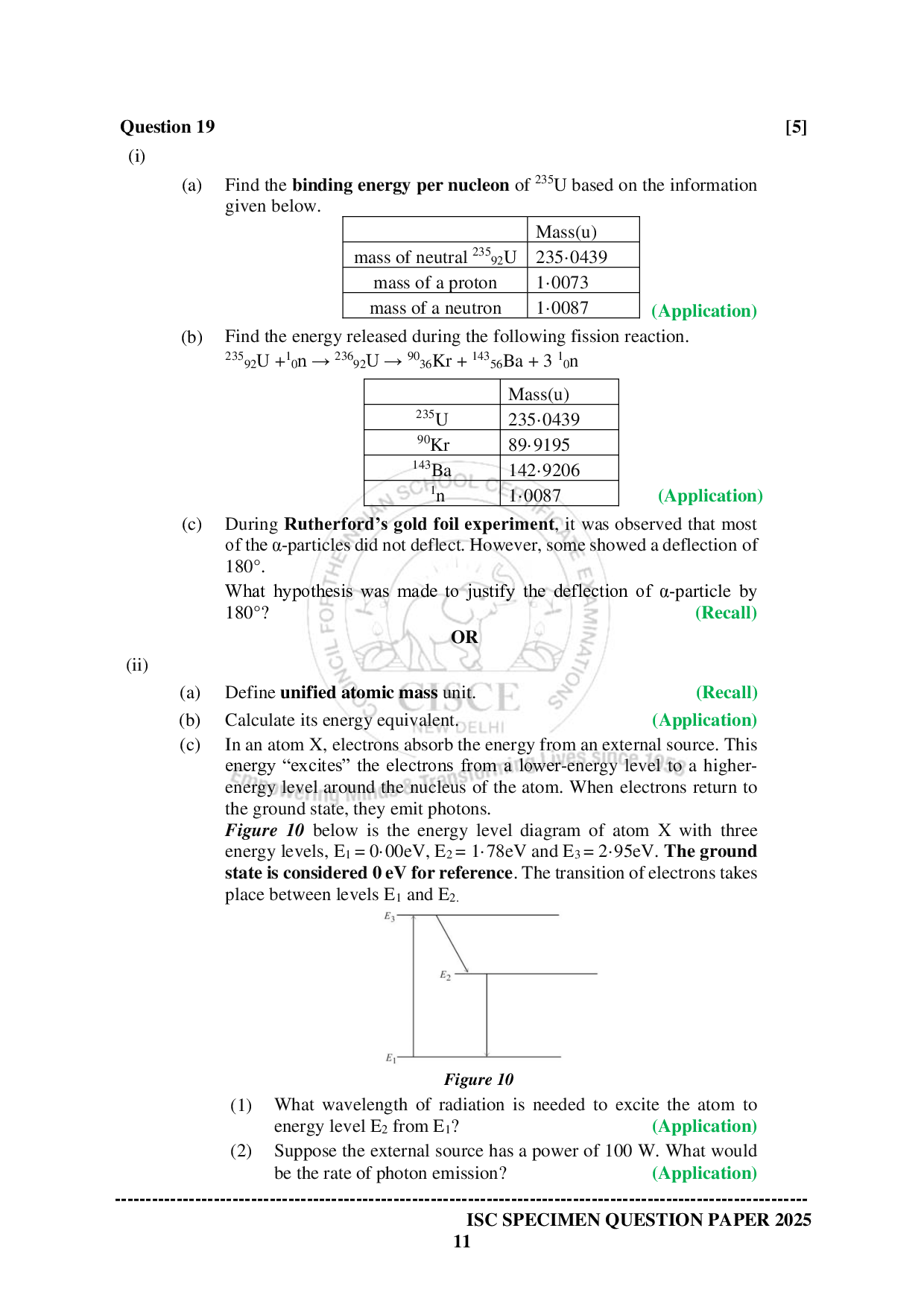 ISE Sample paper for Physics 