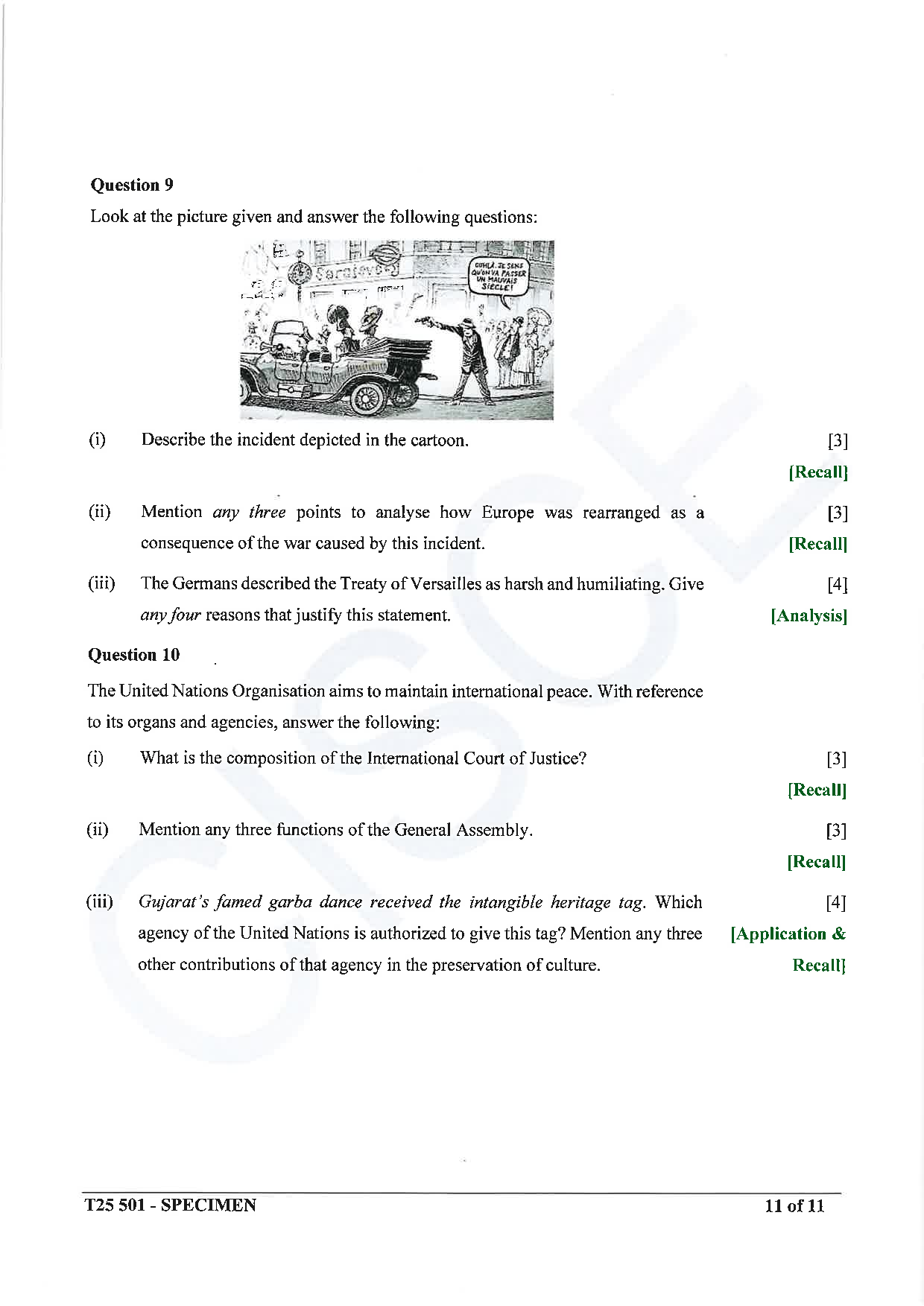 ICSE Board Sample Paper for class 10 History & Civics