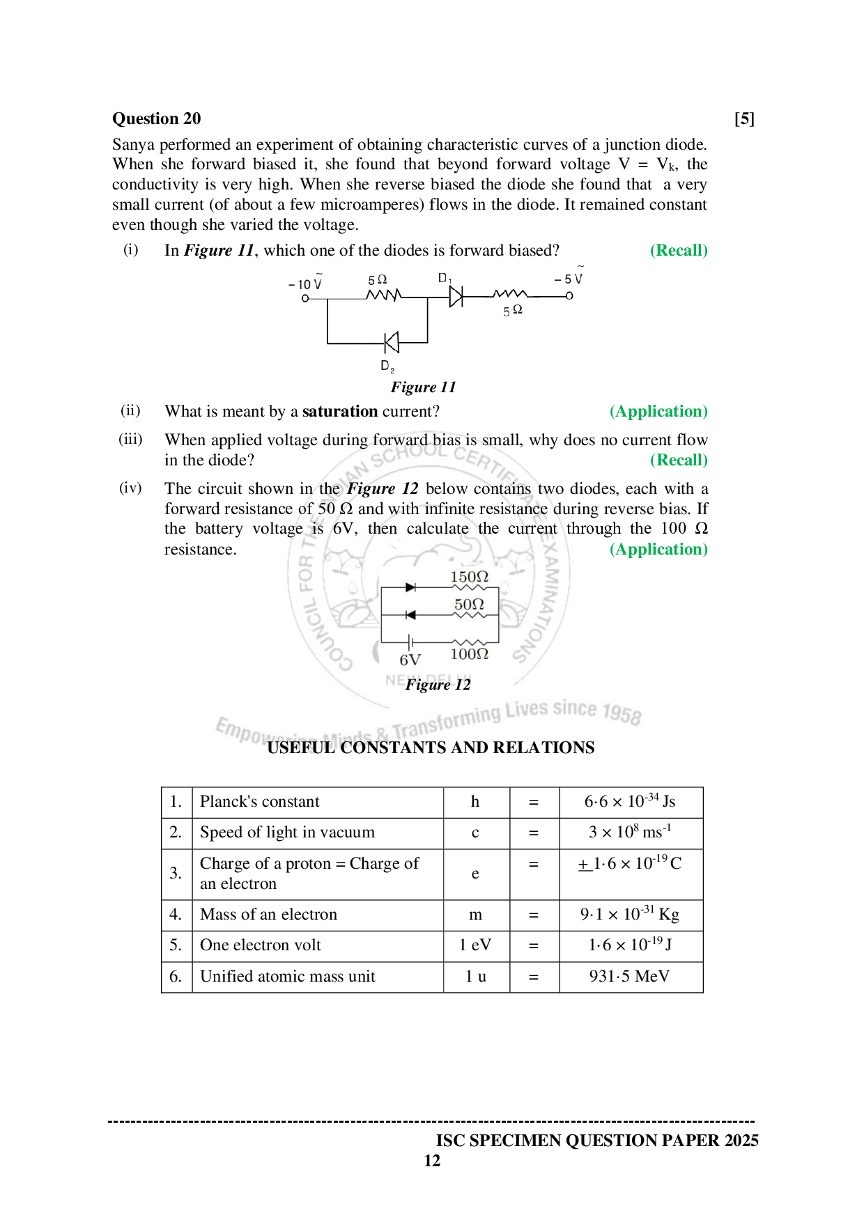 ISE Sample paper for Physics 