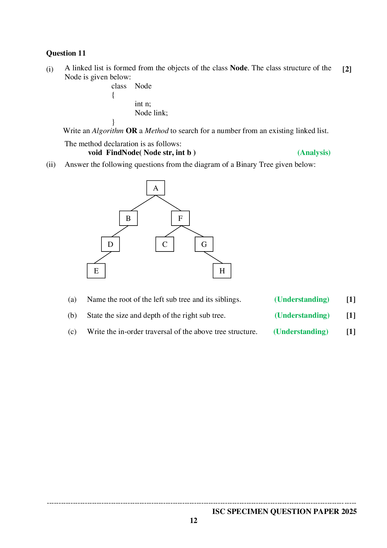 ISE Sample paper for Computer Science