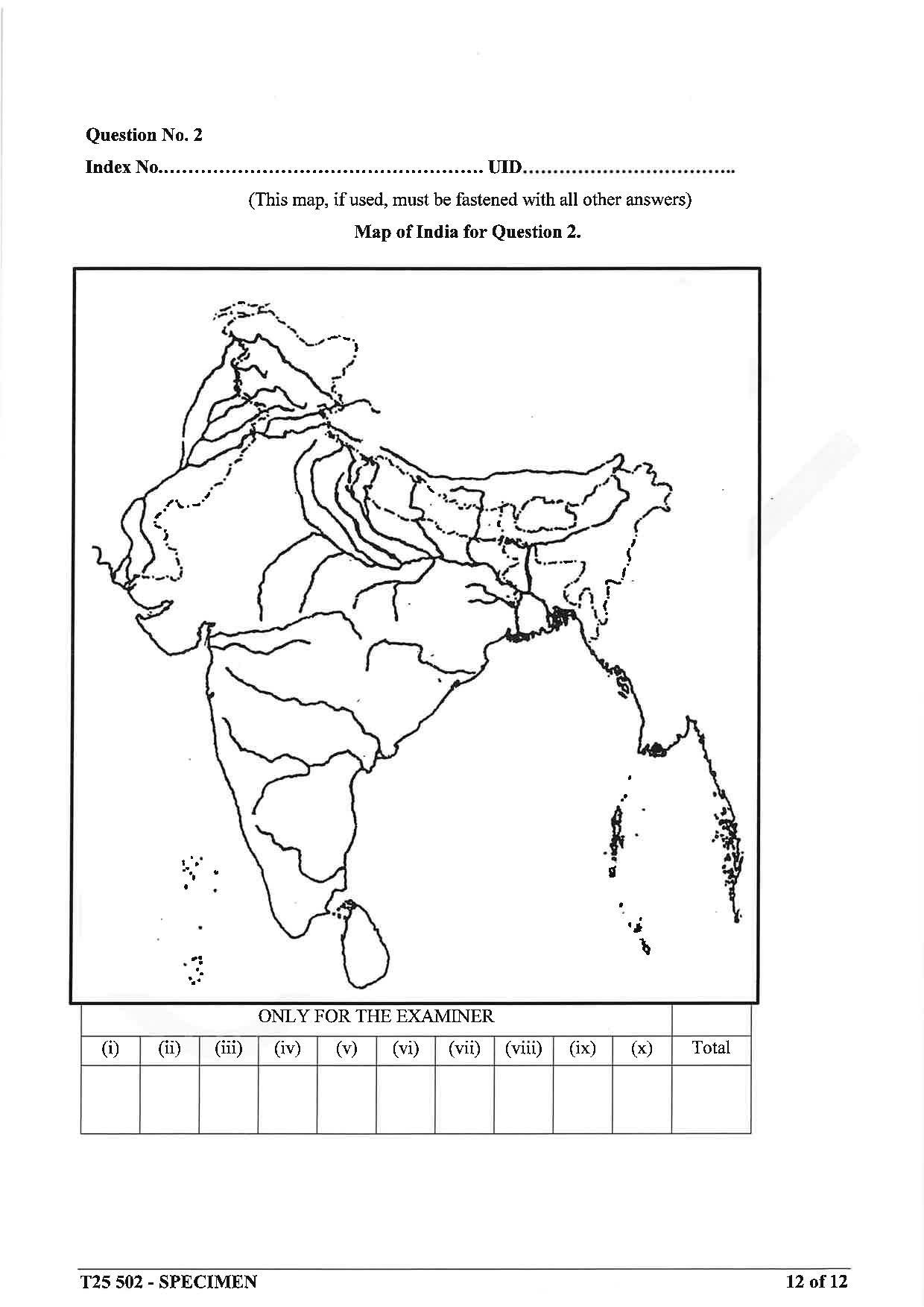 ICSE Board Sample Paper for class 10 Geography