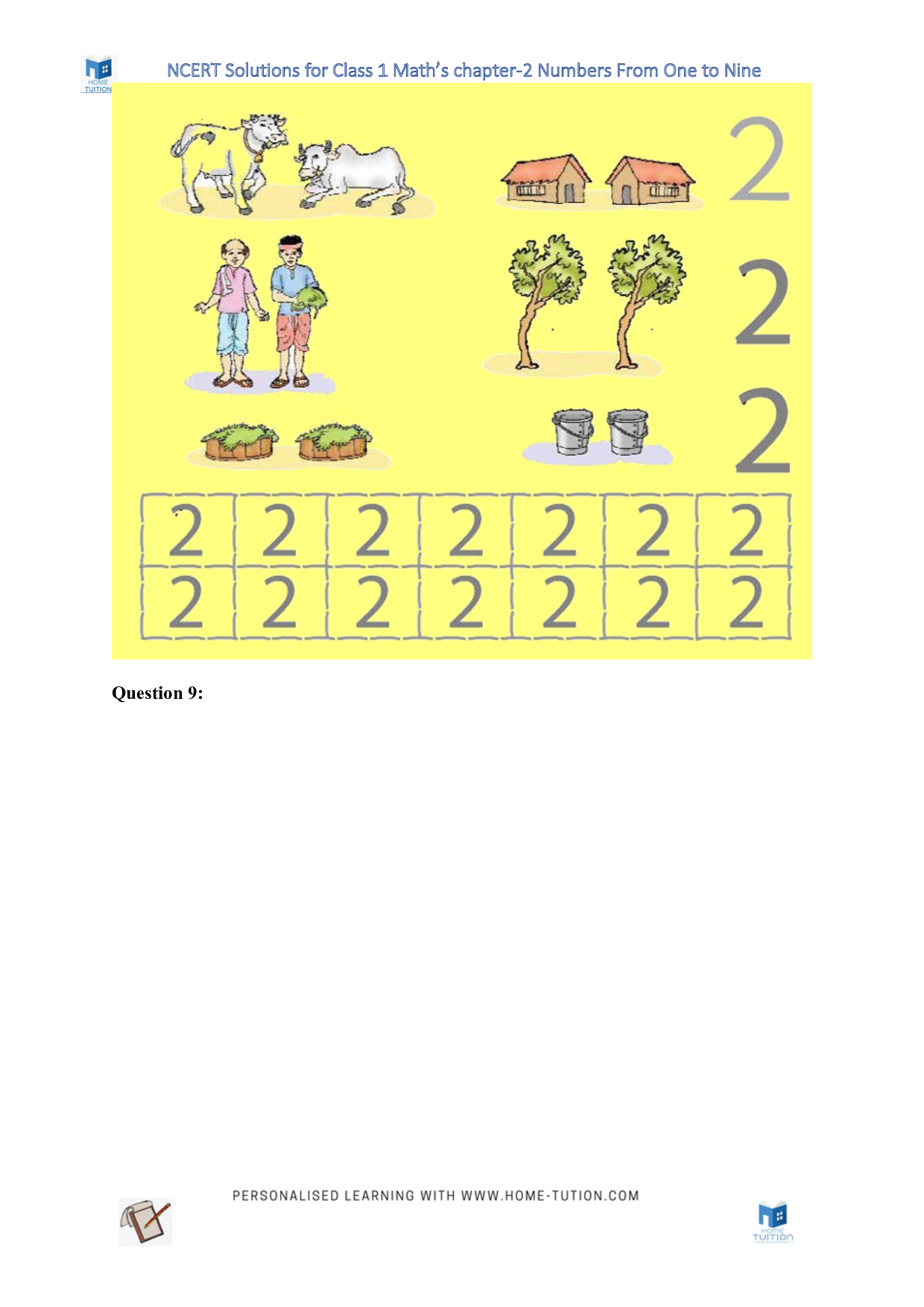 NCERT Class 1 Math’s chapter-2 Numbers from one to nine 