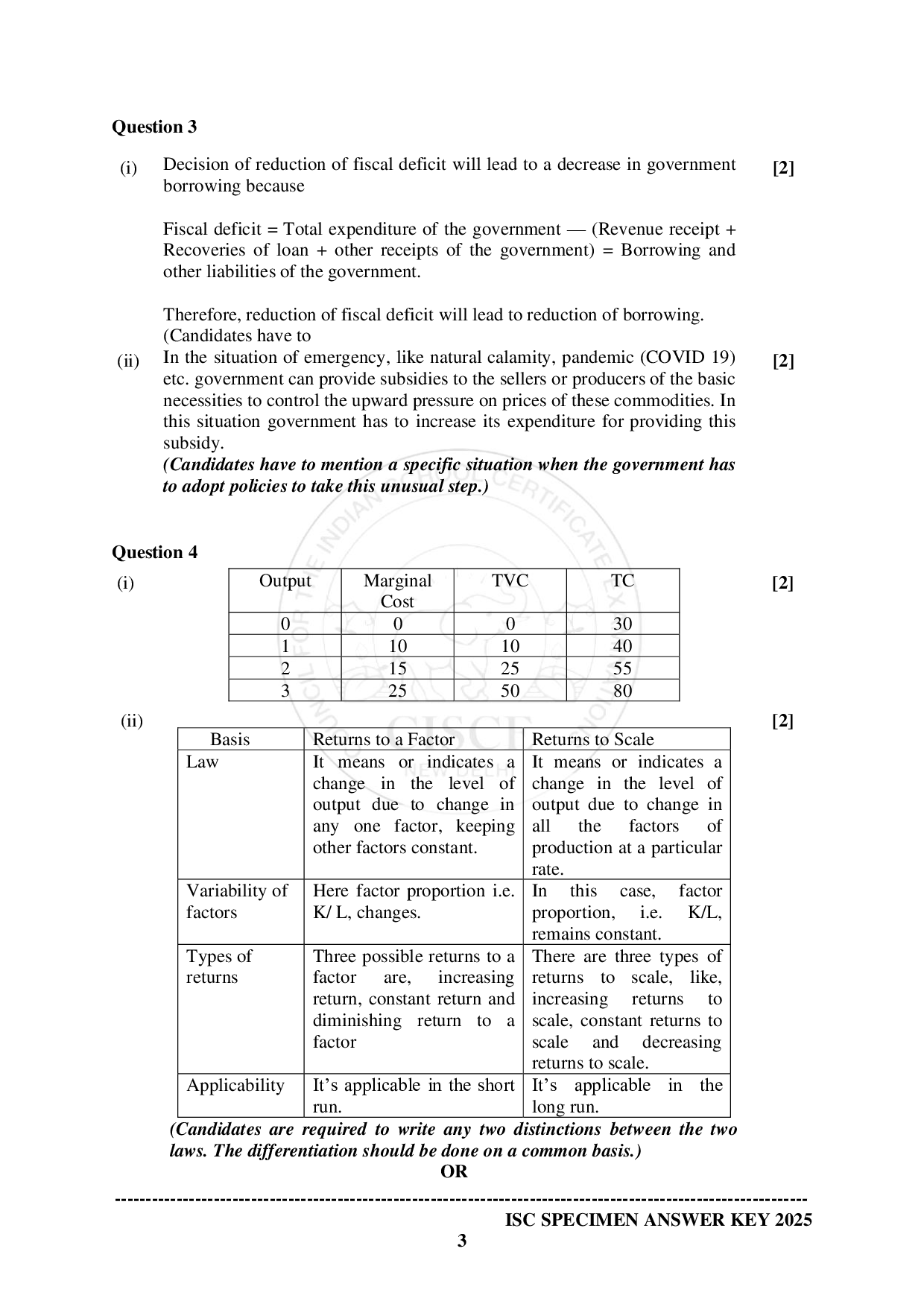 ISE Sample paper for Economics