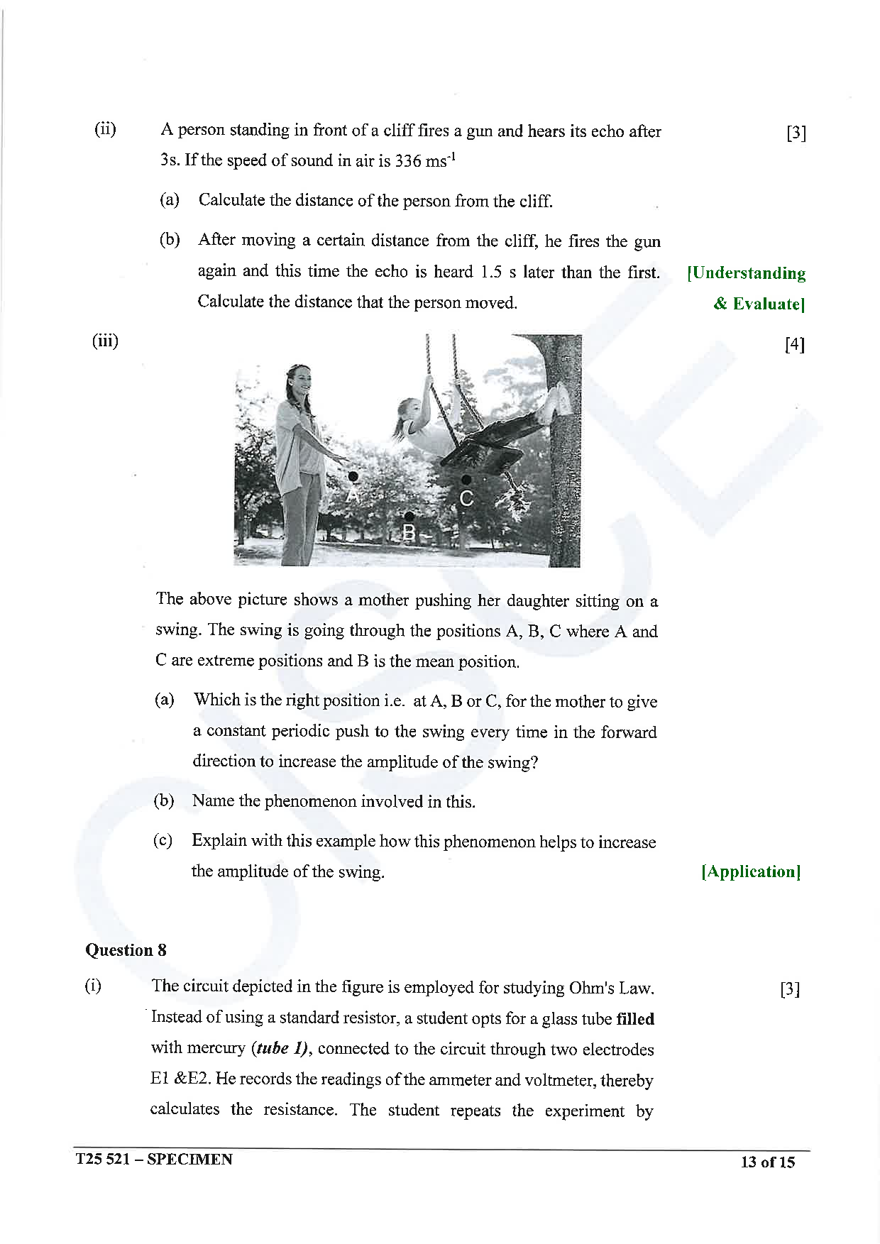 ICSE Board Sample Paper for class 10 Physics