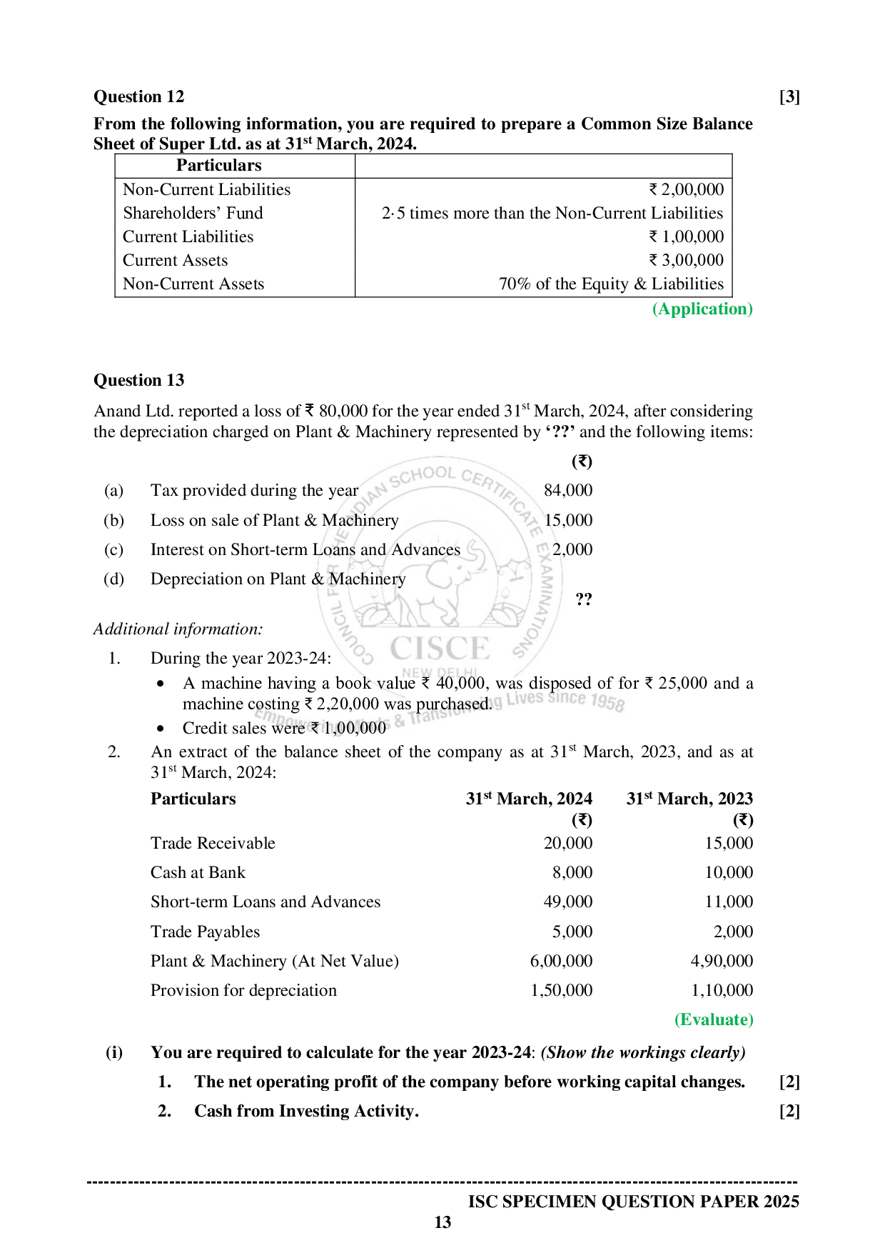 ISE Sample paper for Accounts