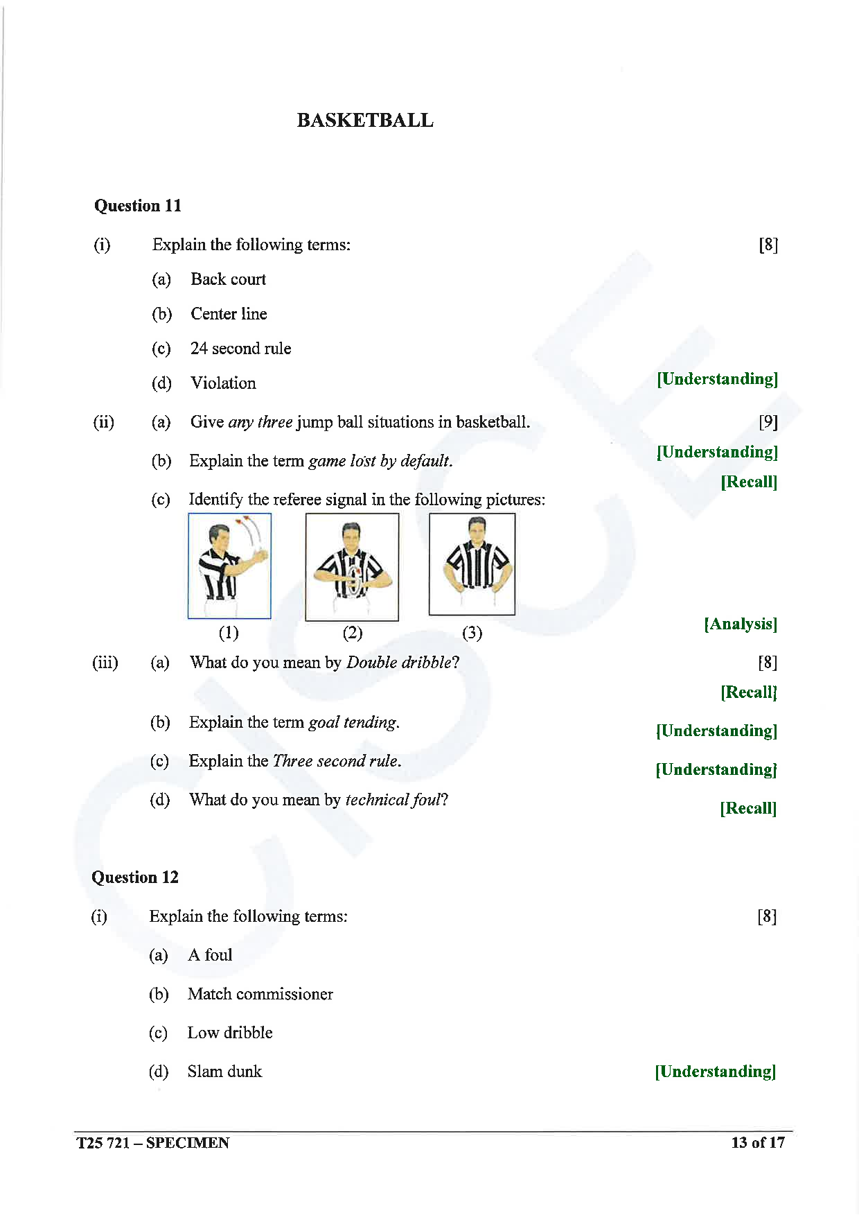 ICSE Board Sample Paper for class 10 Physical Education