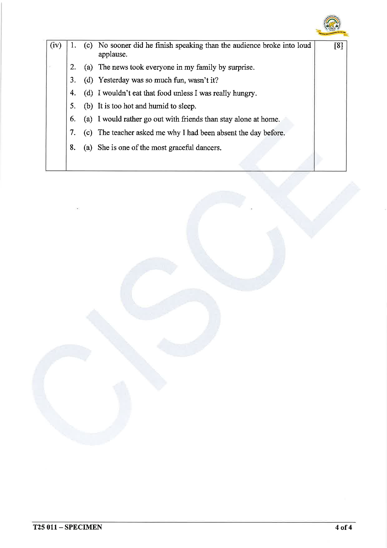 ICSE Board Sample Paper for class 10 English