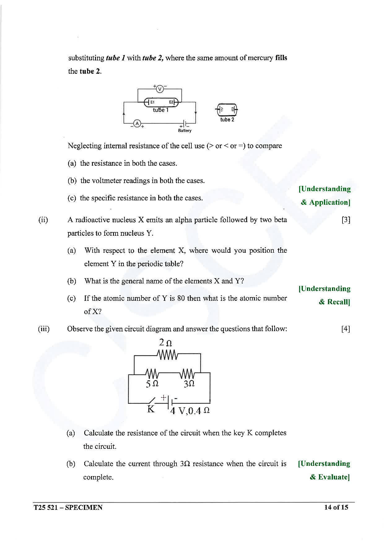 ICSE Board Sample Paper for class 10 Physics