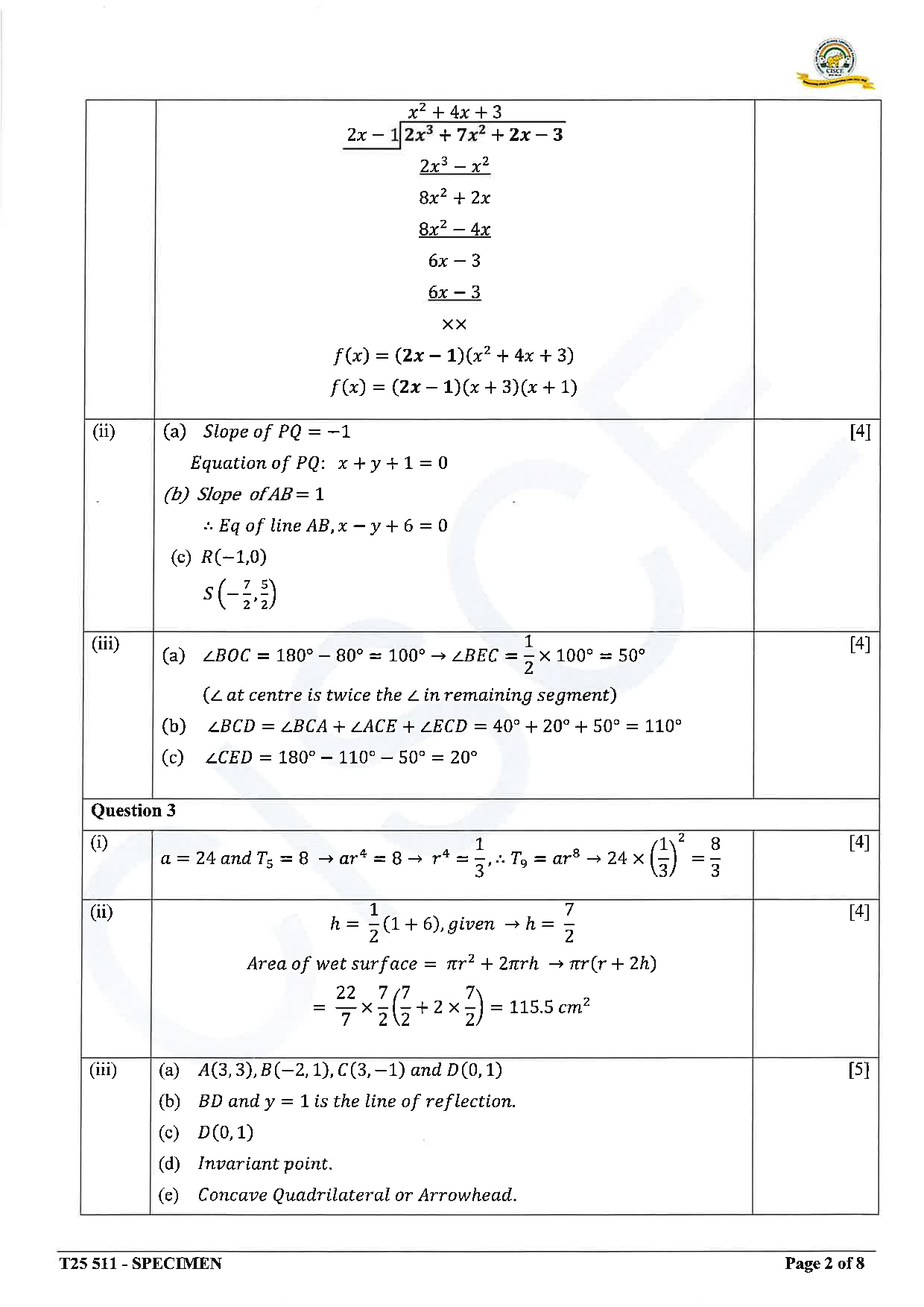 ICSE Board Sample Paper for class 10 Maths