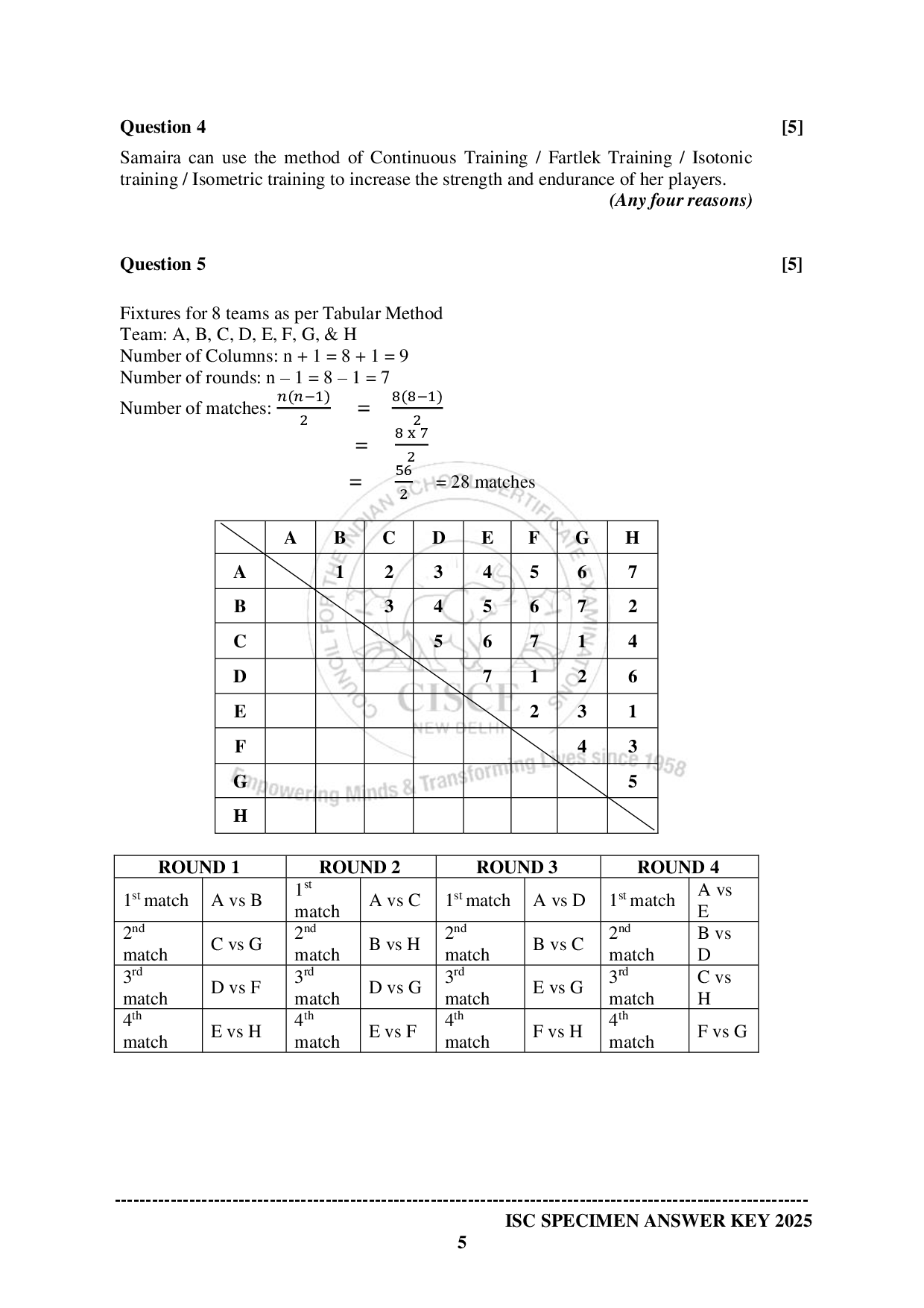 ISE Sample paper for Physical Education