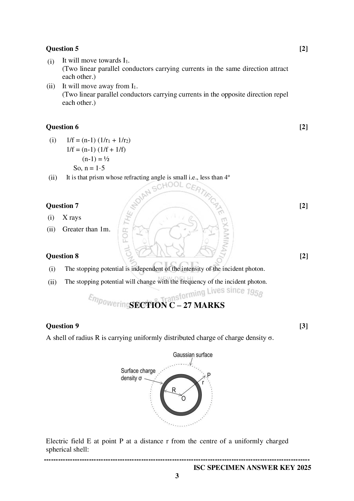 ISE Sample paper for Physics 