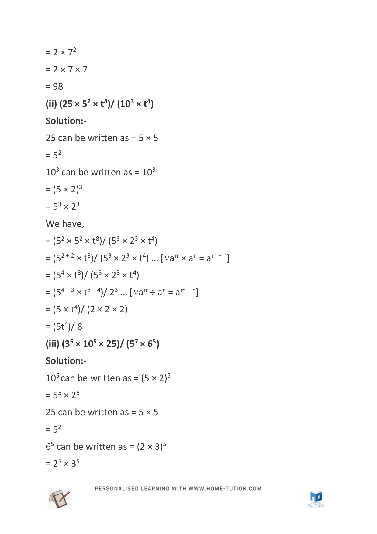 Class 7 Maths Chapter 13 Exponents and Powers