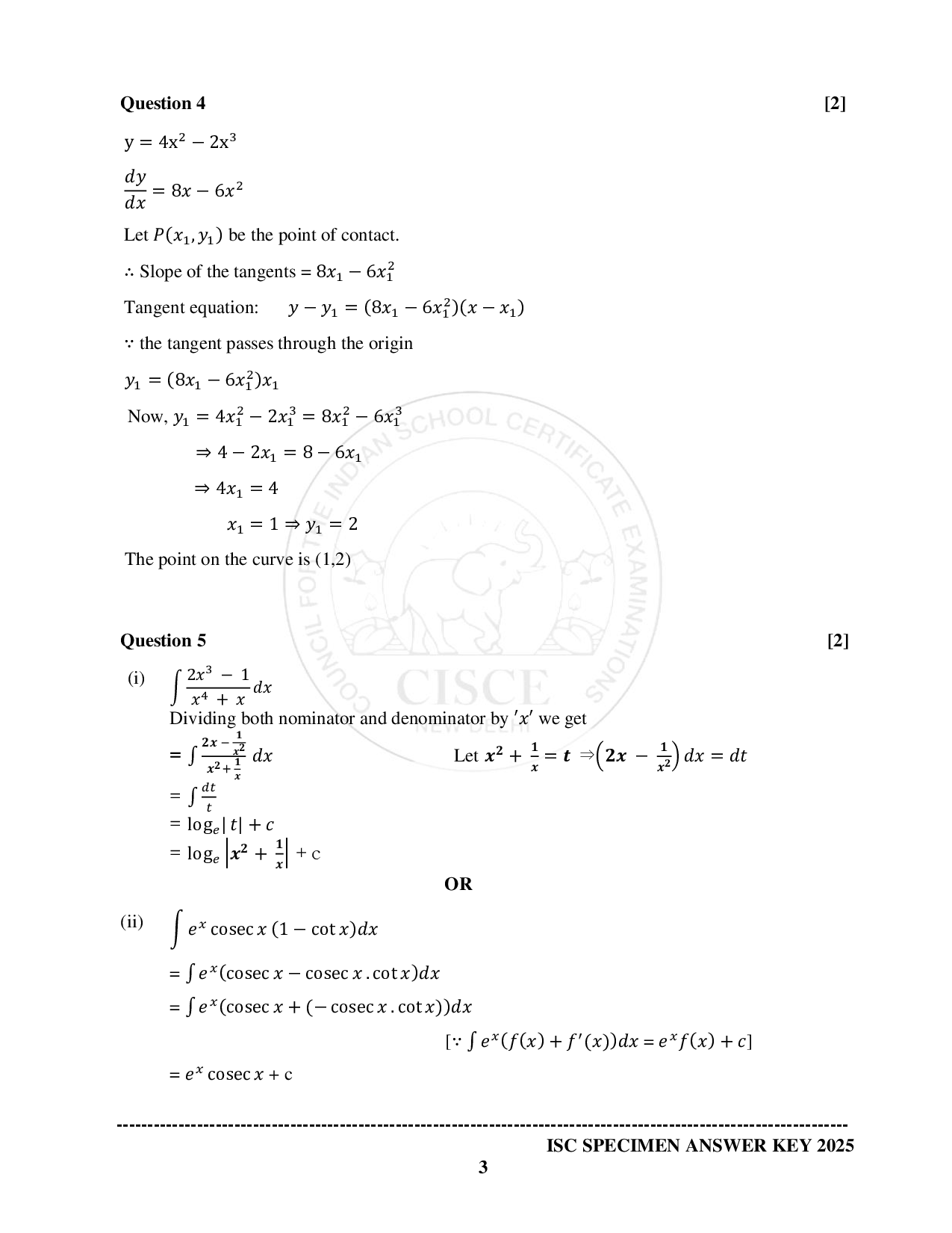 ISE Sample paper for Math’s