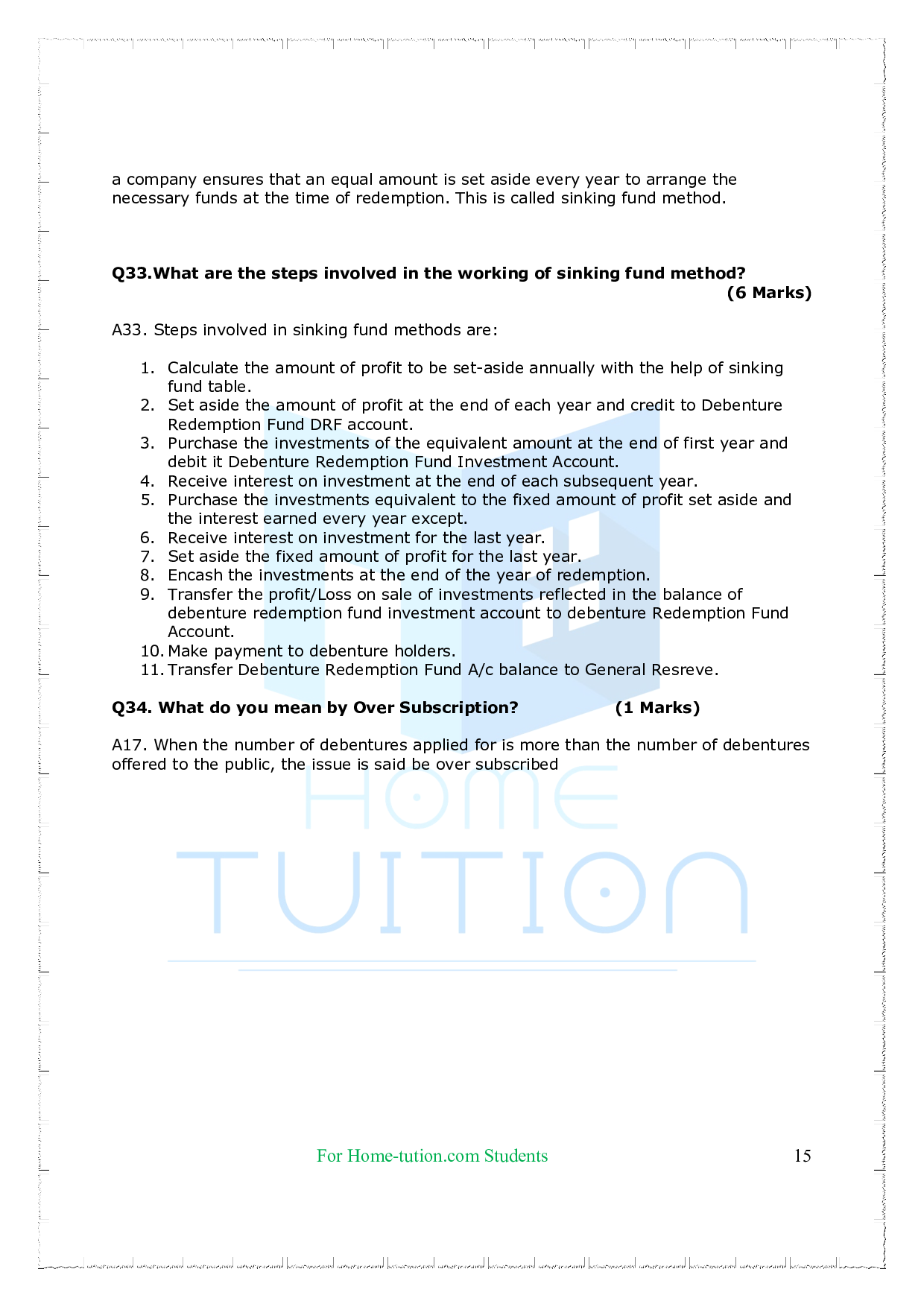 Chapter-Chapter 7 Issue and Redemption of Debentures Questions