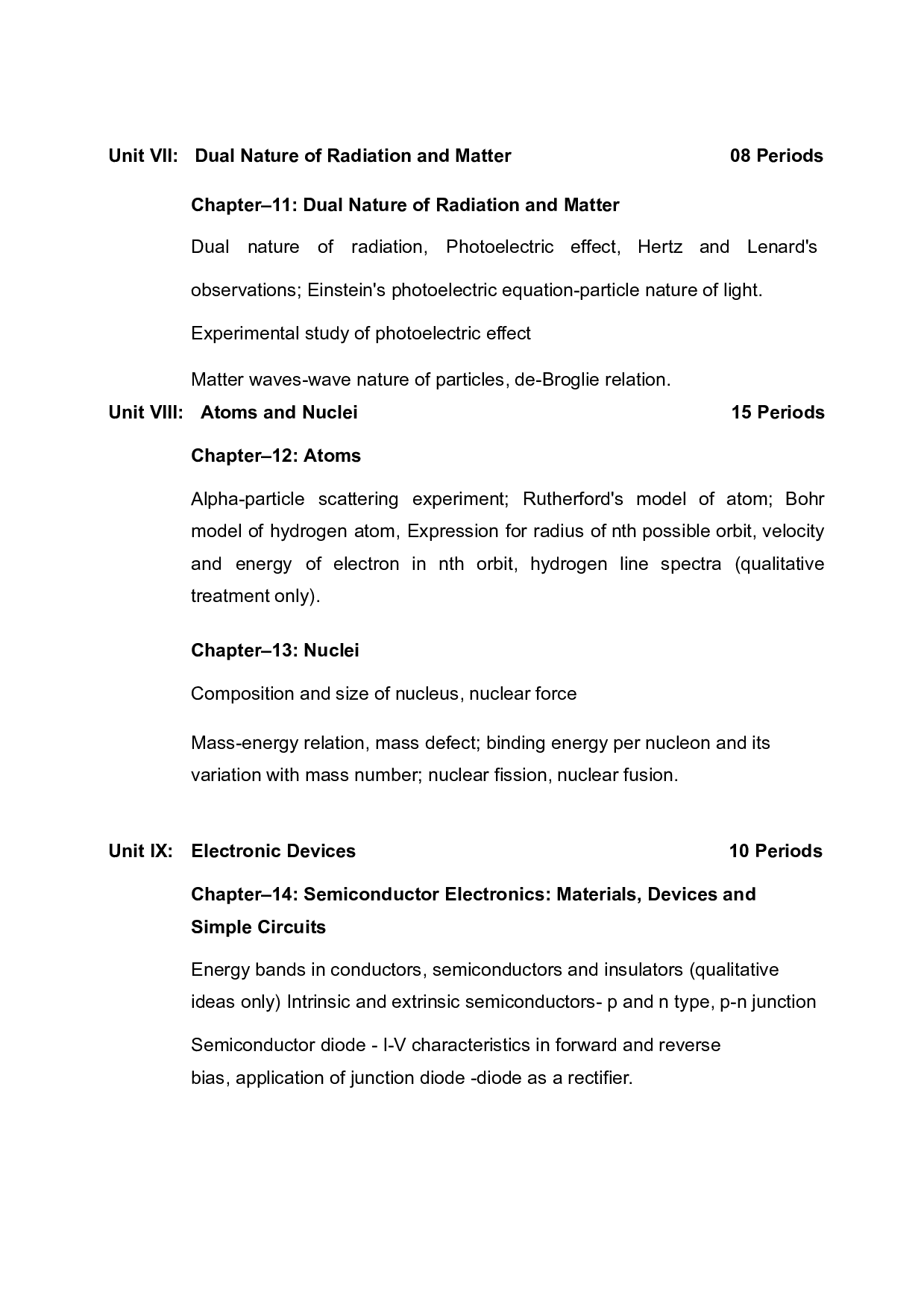 CBSE Class 12 Physics Syllabus 