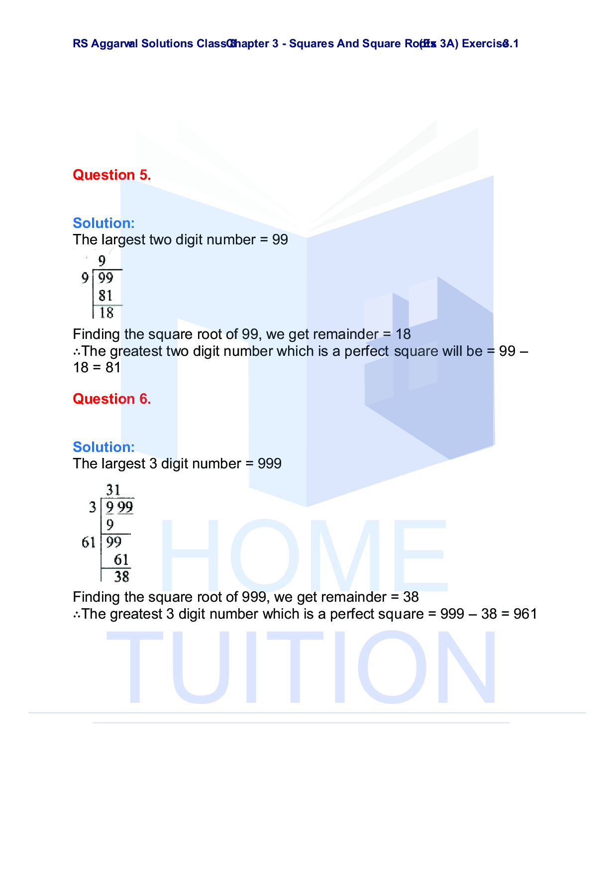 Chapter-3 Squares and Square Roots