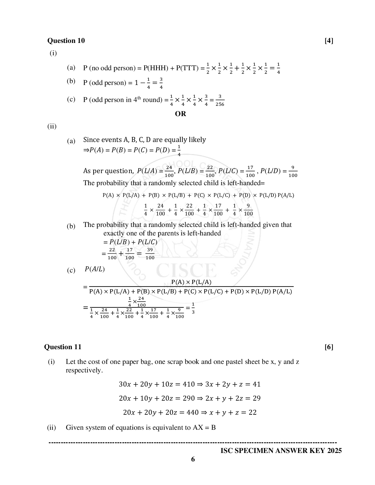 ISE Sample paper for Math’s