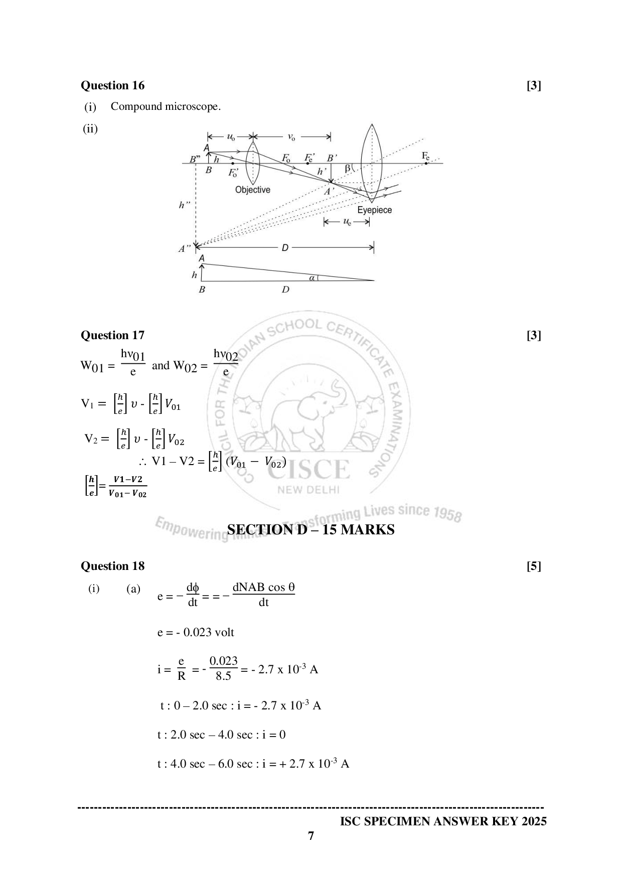 ISE Sample paper for Physics 