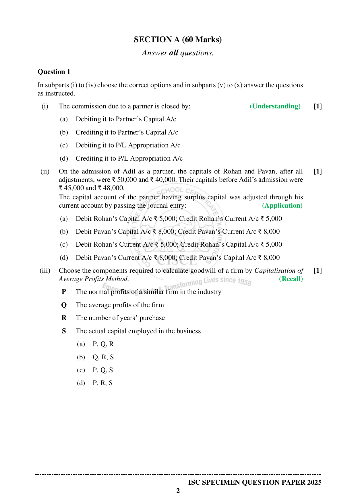 ISE Sample paper for Accounts