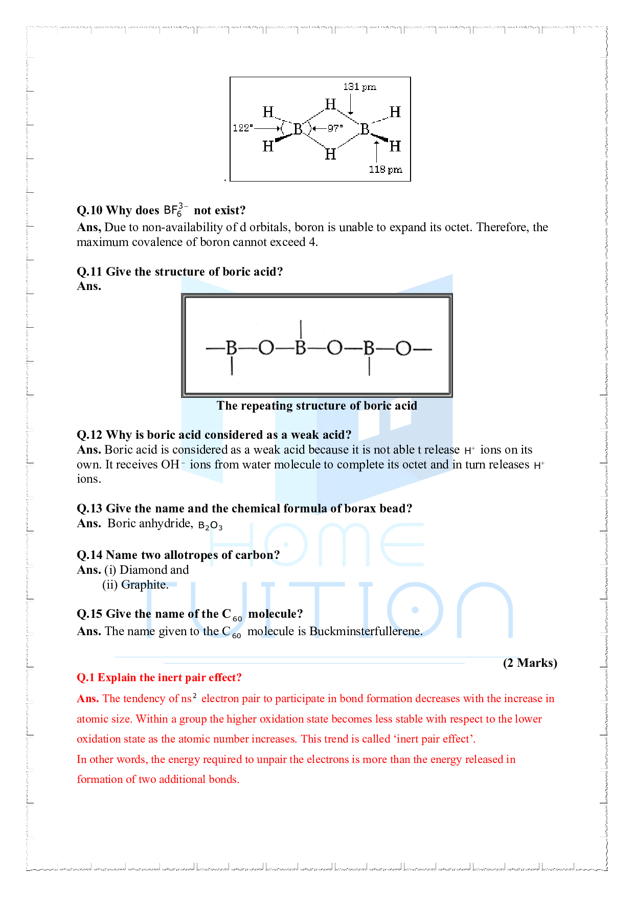 Chapter 11 The p-Block Elements Questions