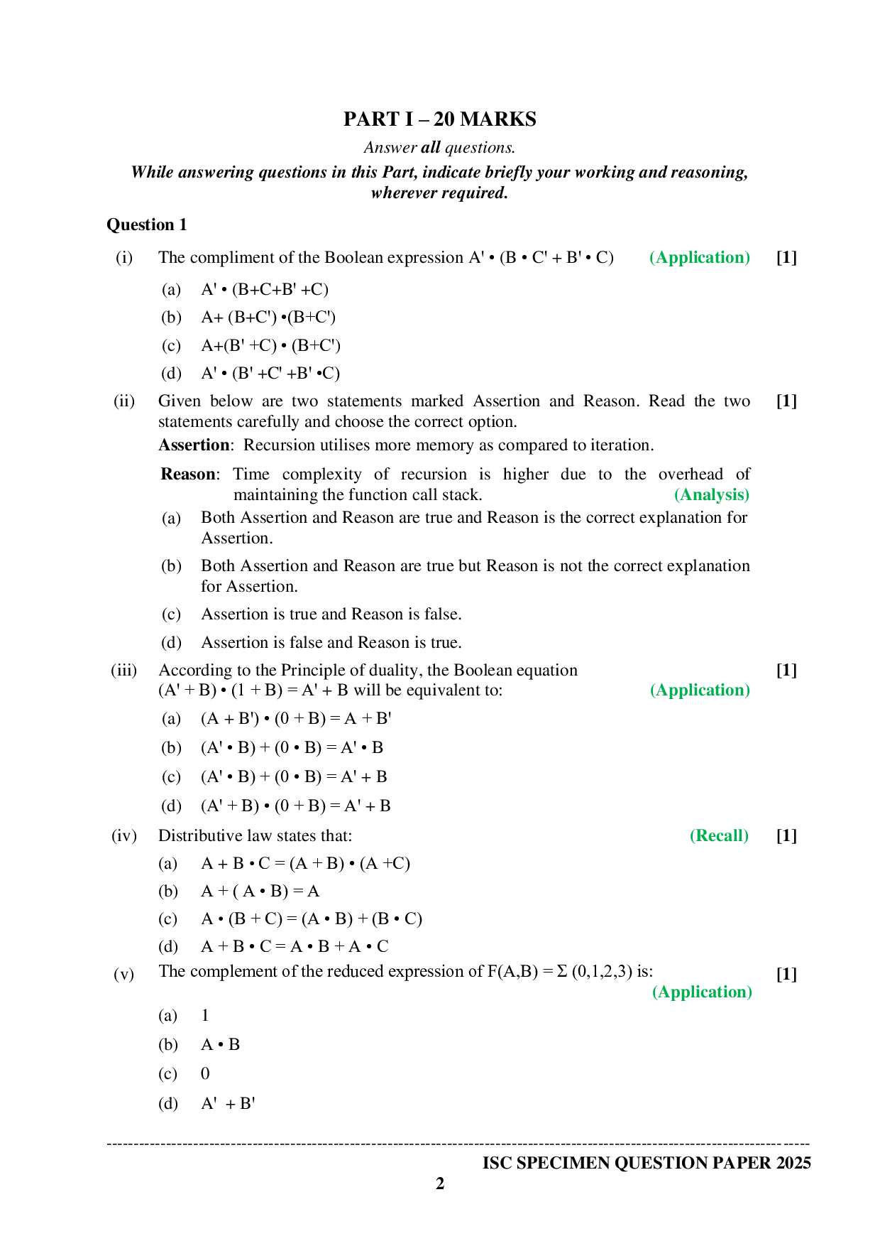 ISE Sample paper for Computer Science