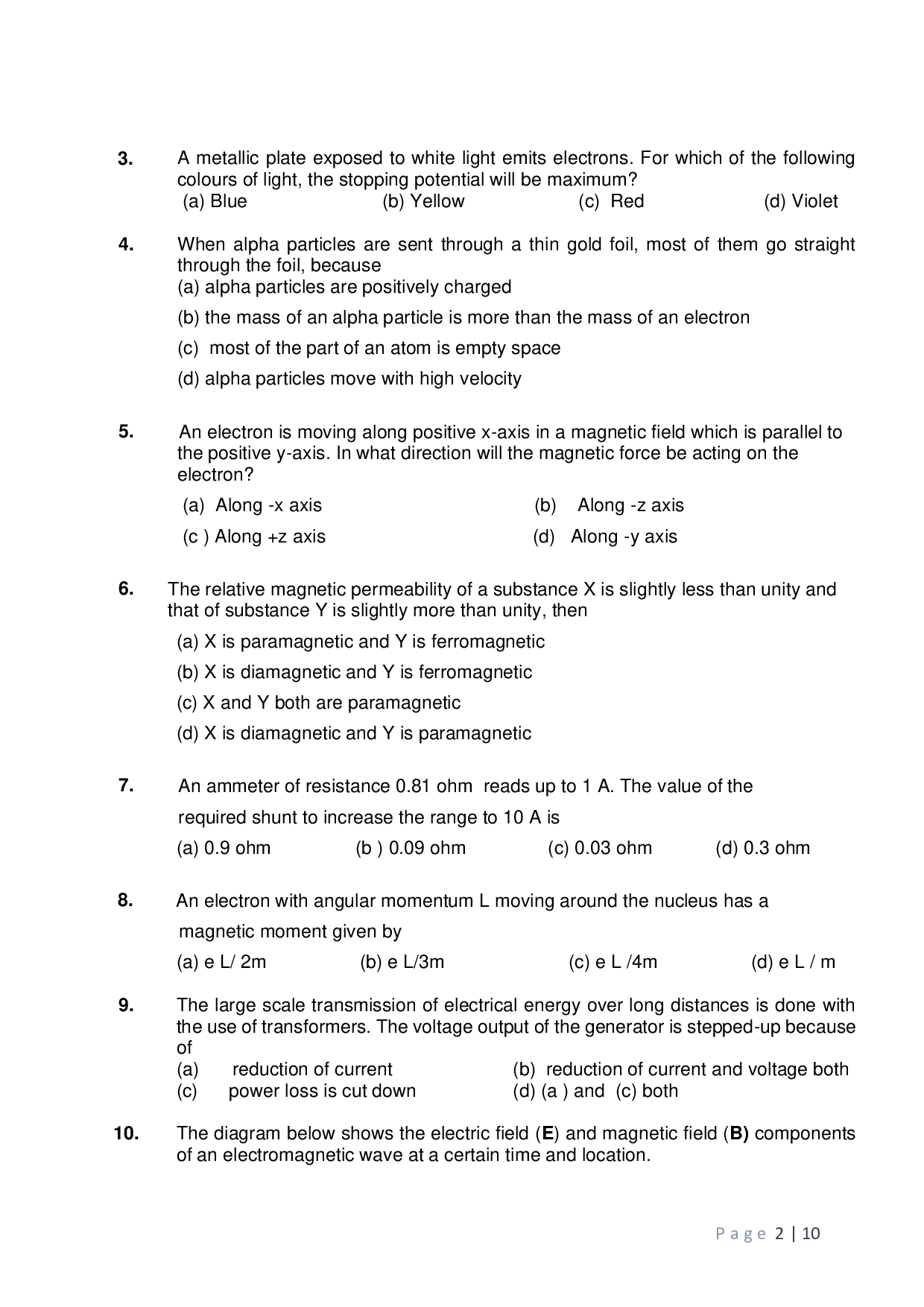 Class 12 Sample Papers for Physics