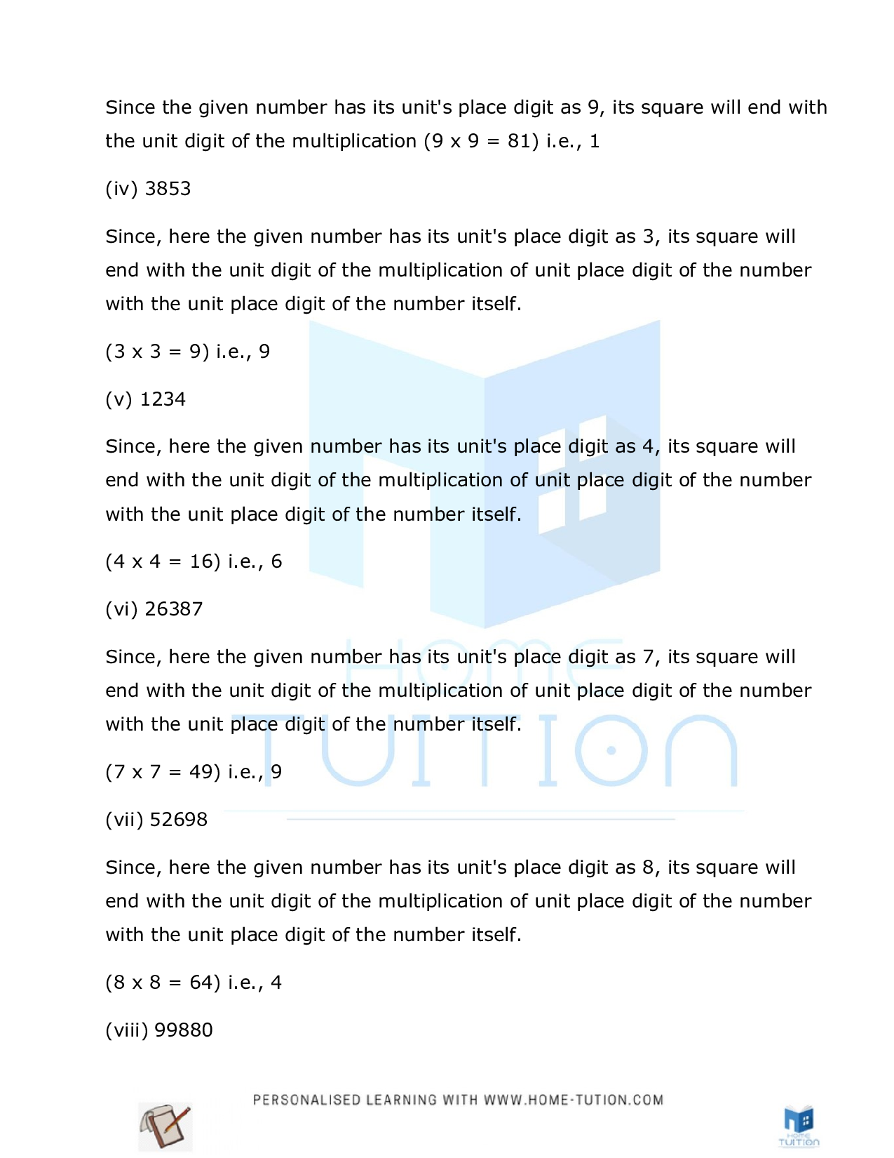 Class 8 Maths Chapter 6 Squares and Square Roots