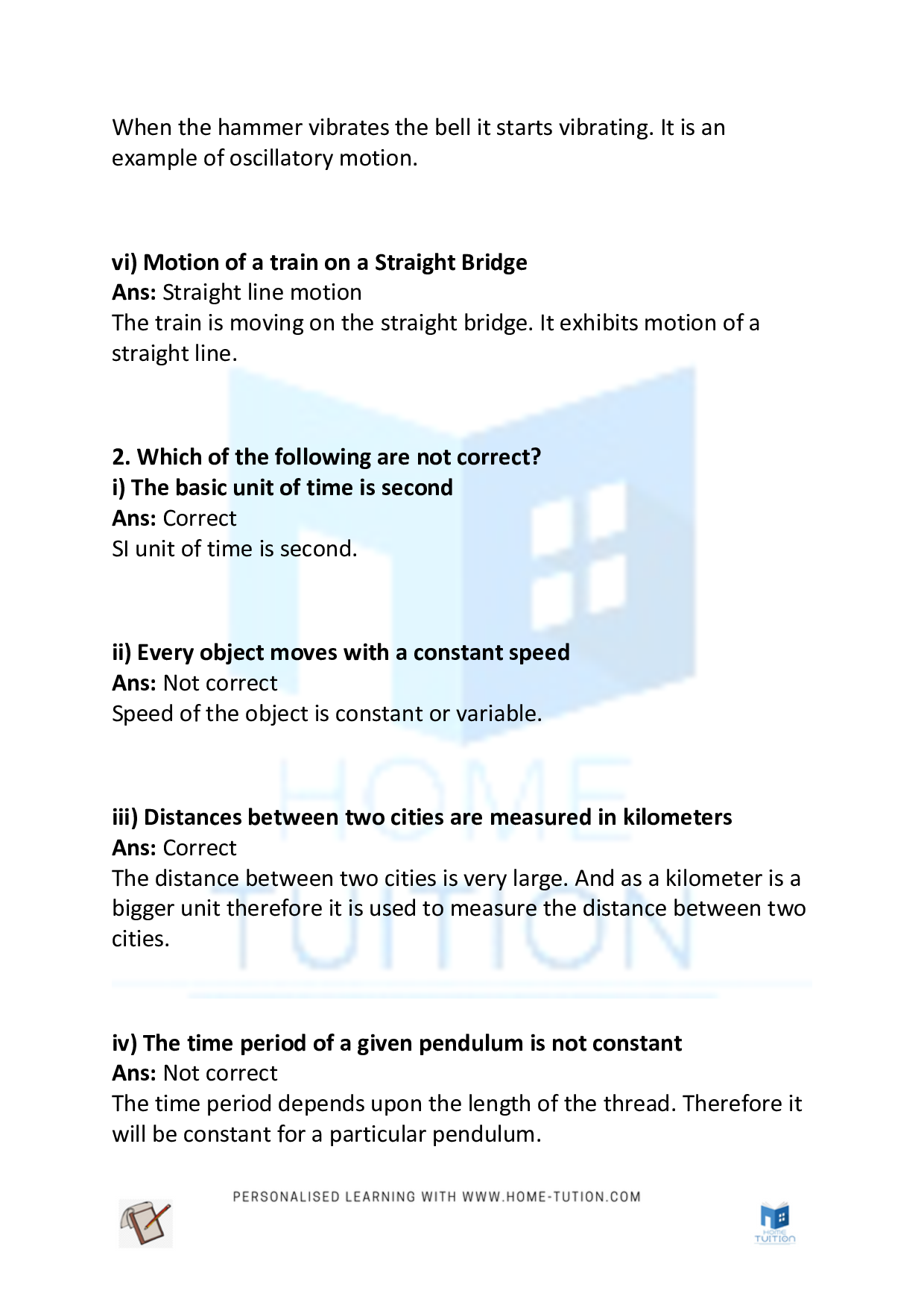 Class 7 Science Chapter 13 – Motion and Time