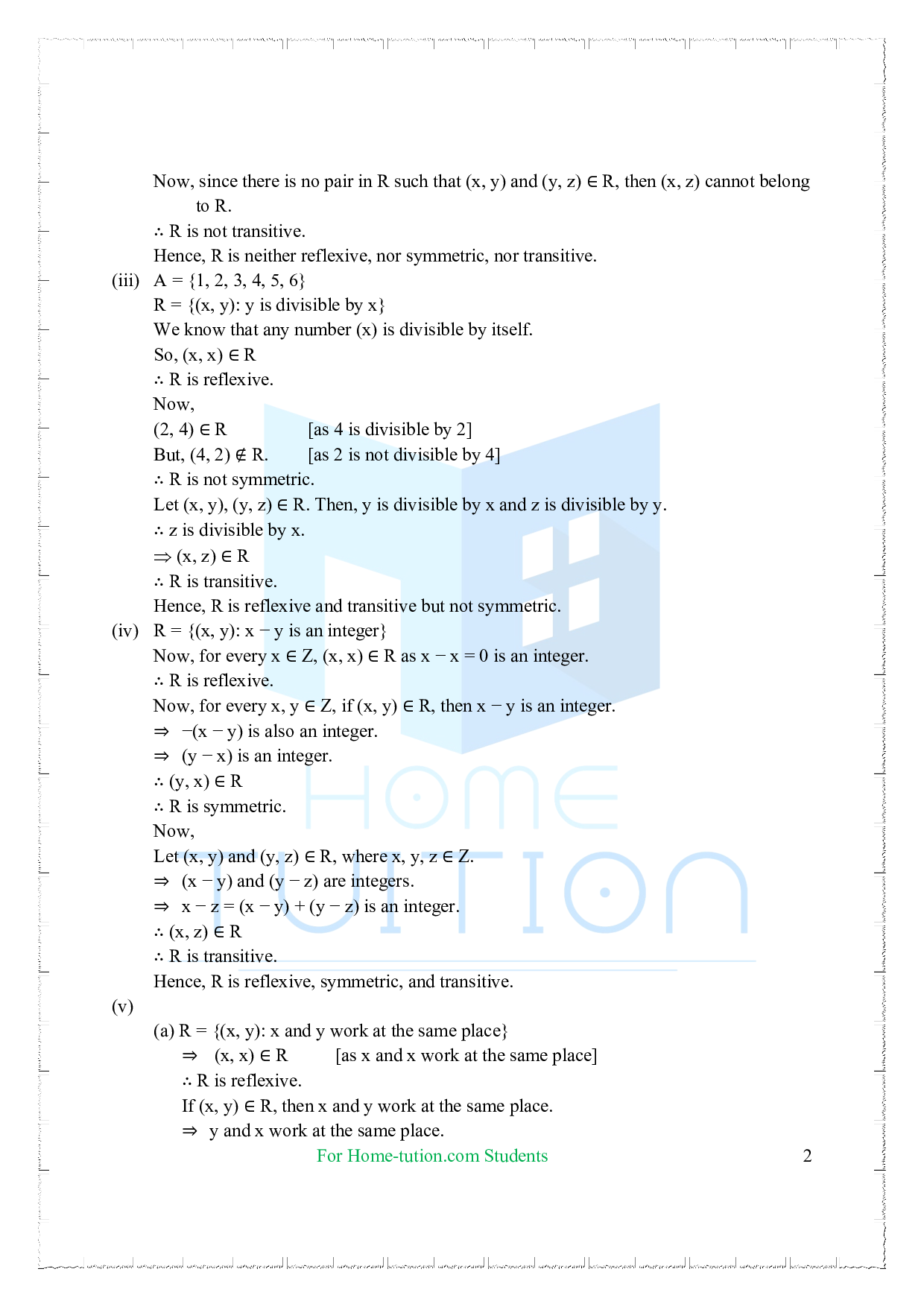 Chapter 1 Relations and Functions