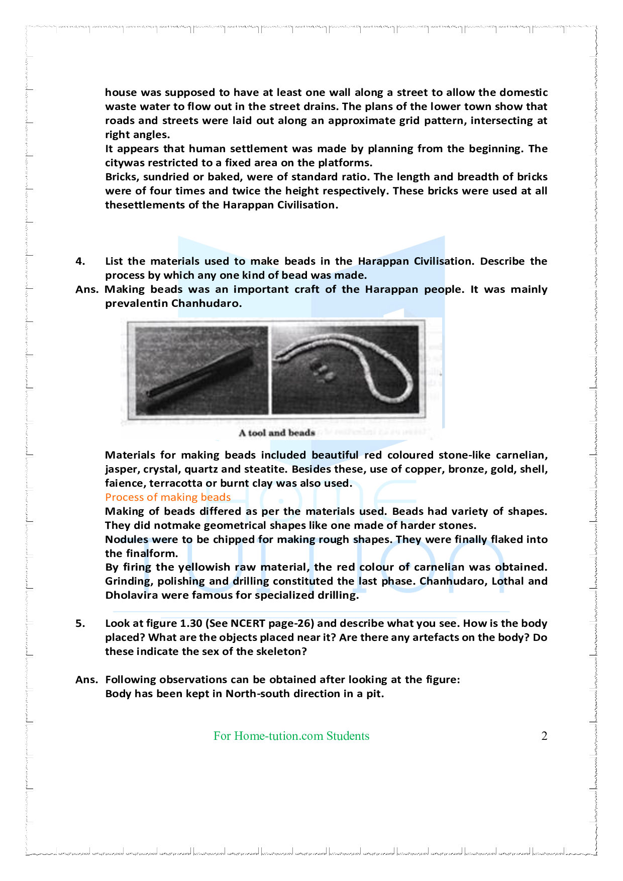 NCERT Solutions Chapter 1 Bricks, Beads and Bones the Harappan civilisation