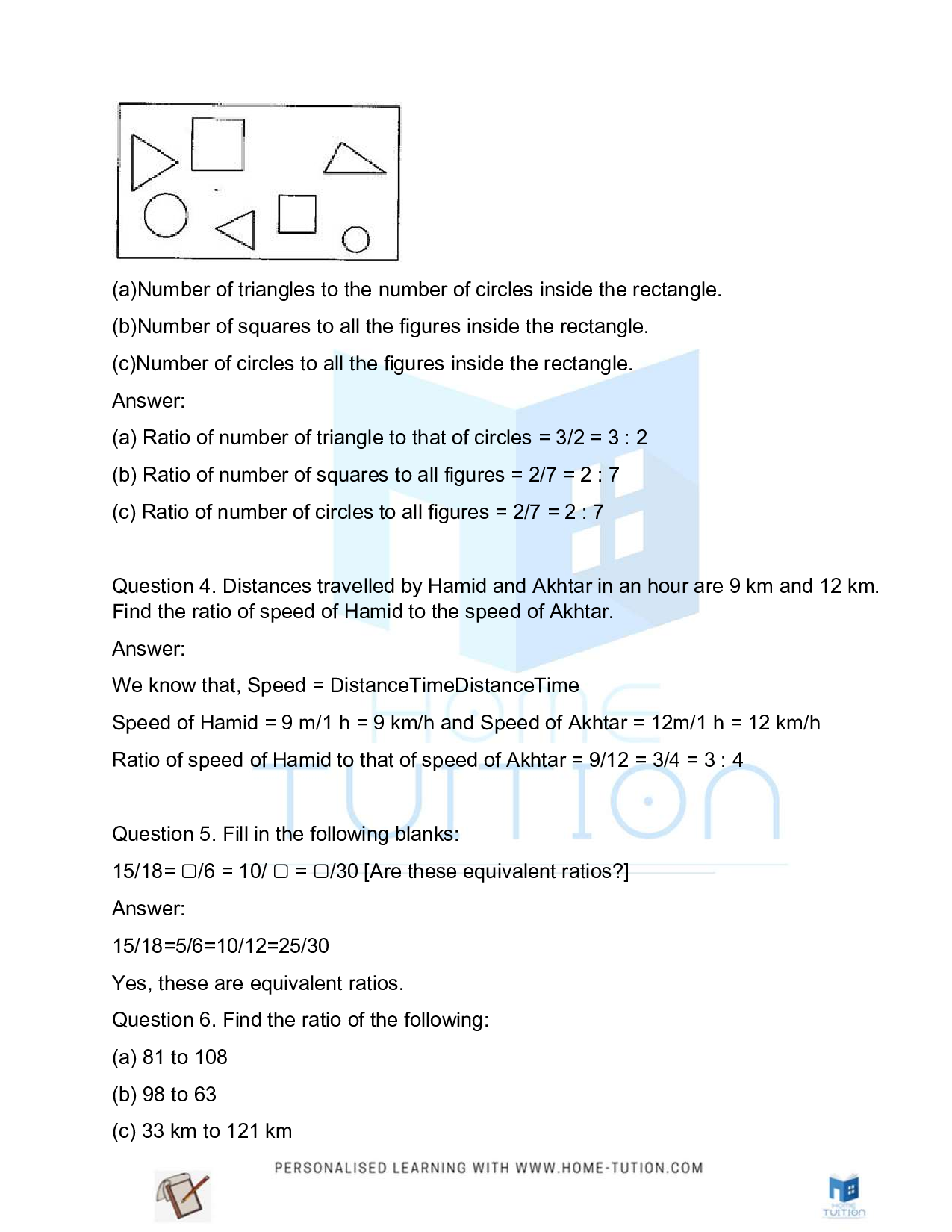 Class 6 Maths Chapter 12 Ratio and Proportion