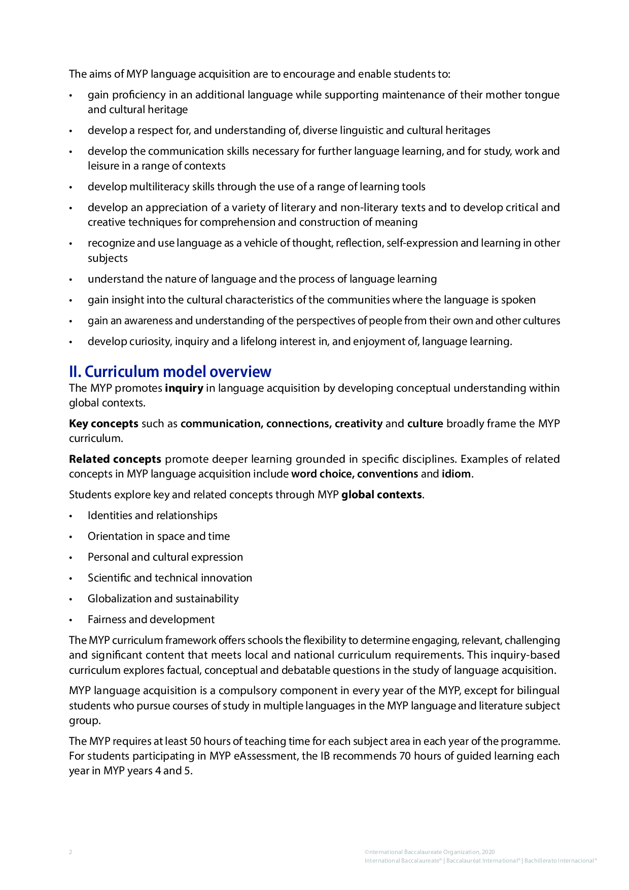 Middle Years Programme (MYP) curriculum