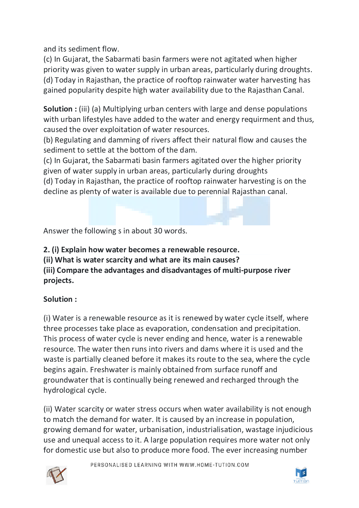 Class 10 Geography Chapter 3: Water Resources