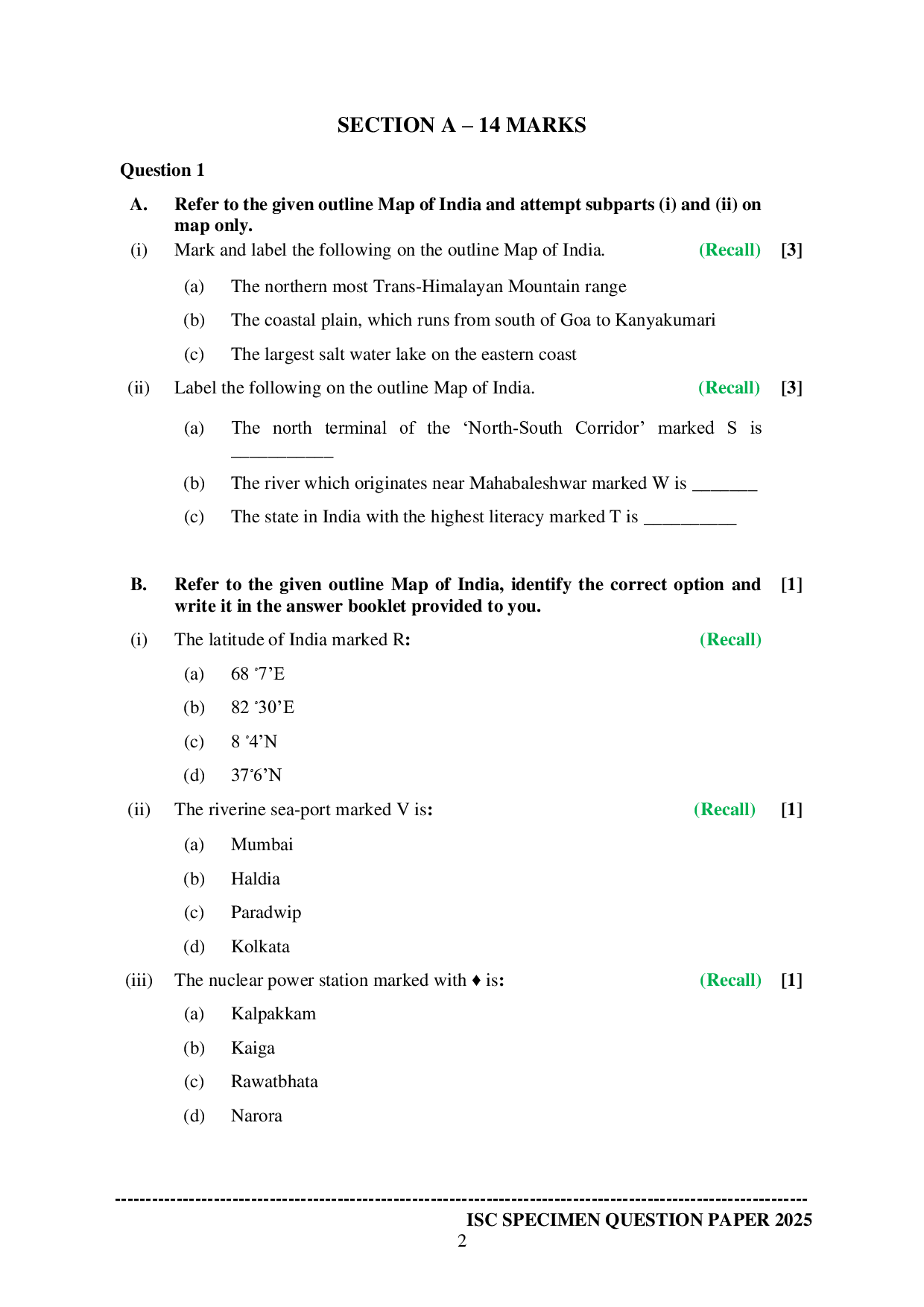 ISE Sample paper for Geography