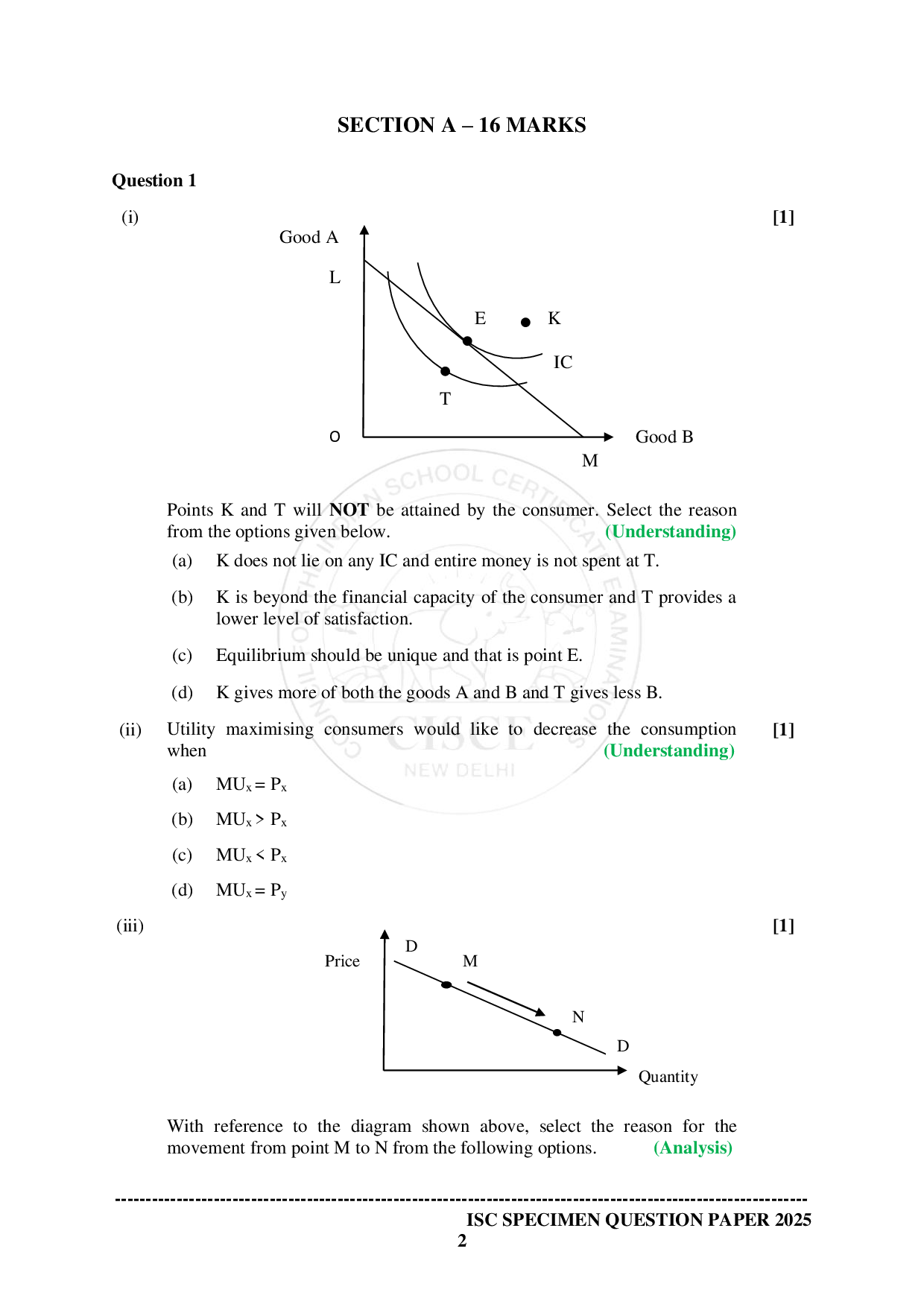 ISE Sample paper for Economics