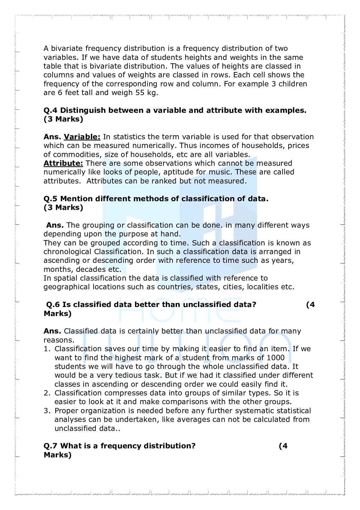 Chapter 3 Organisation of Data (Statistics)